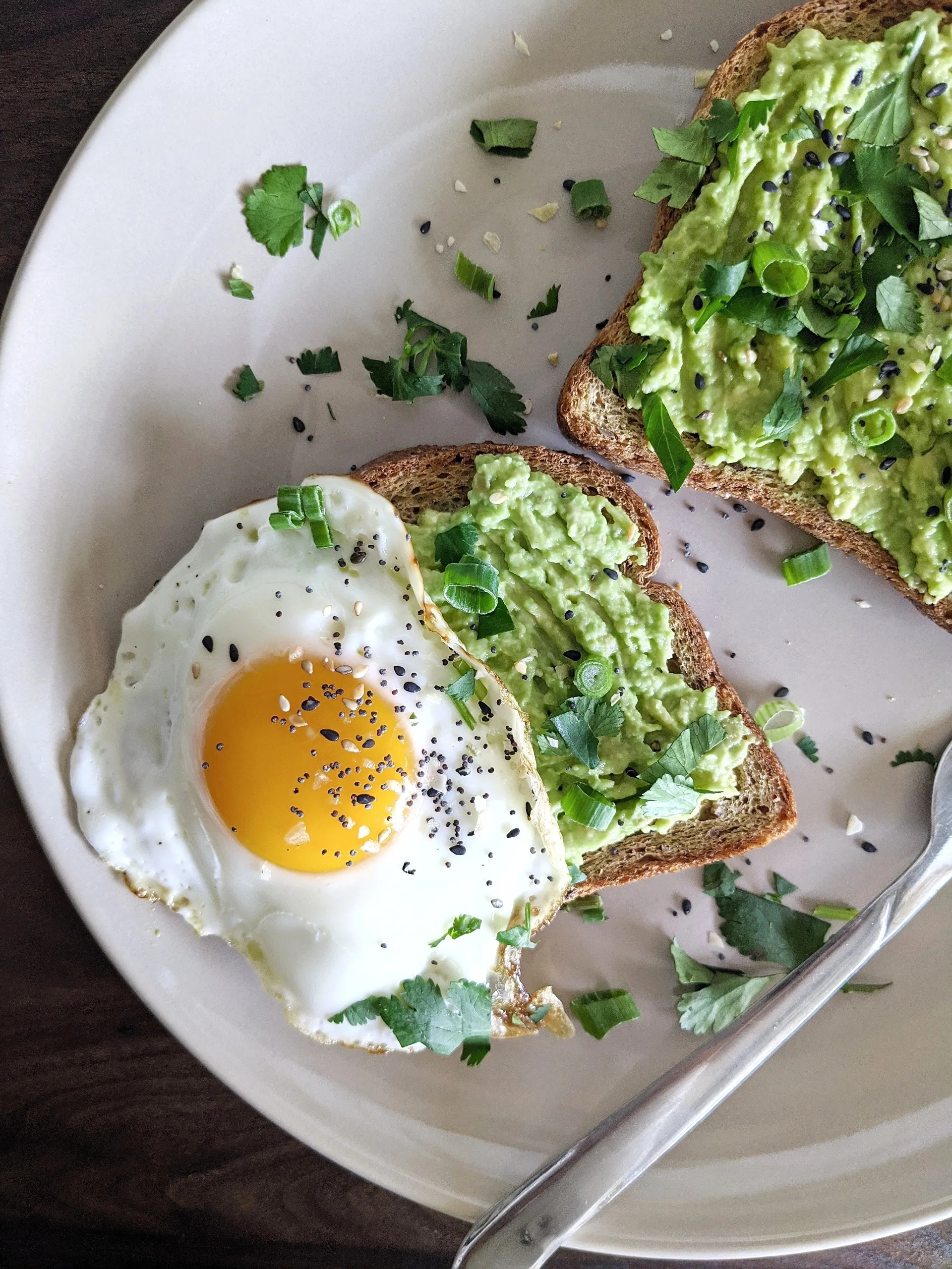 Fried Eggs on Toast with Pepper Jack and Avocado