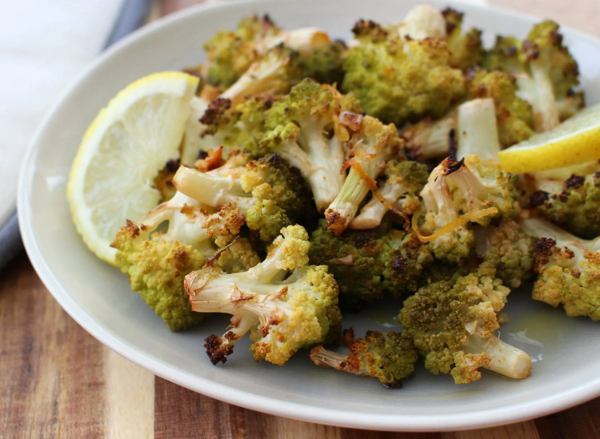Garlic and Lemon Roasted Romanesco Cauliflower