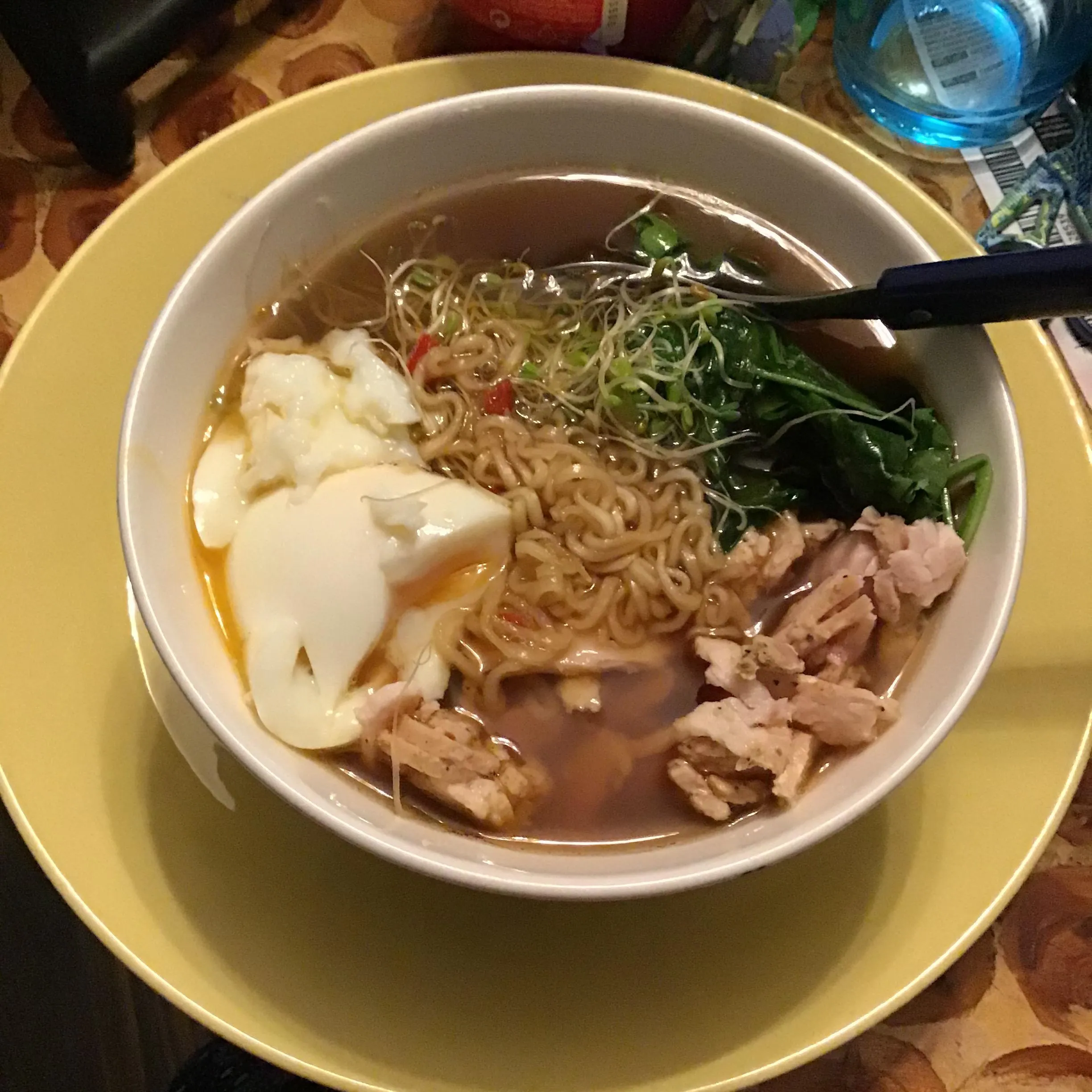 Ginger Broth with Carrot Noodles and Wilted Spinach