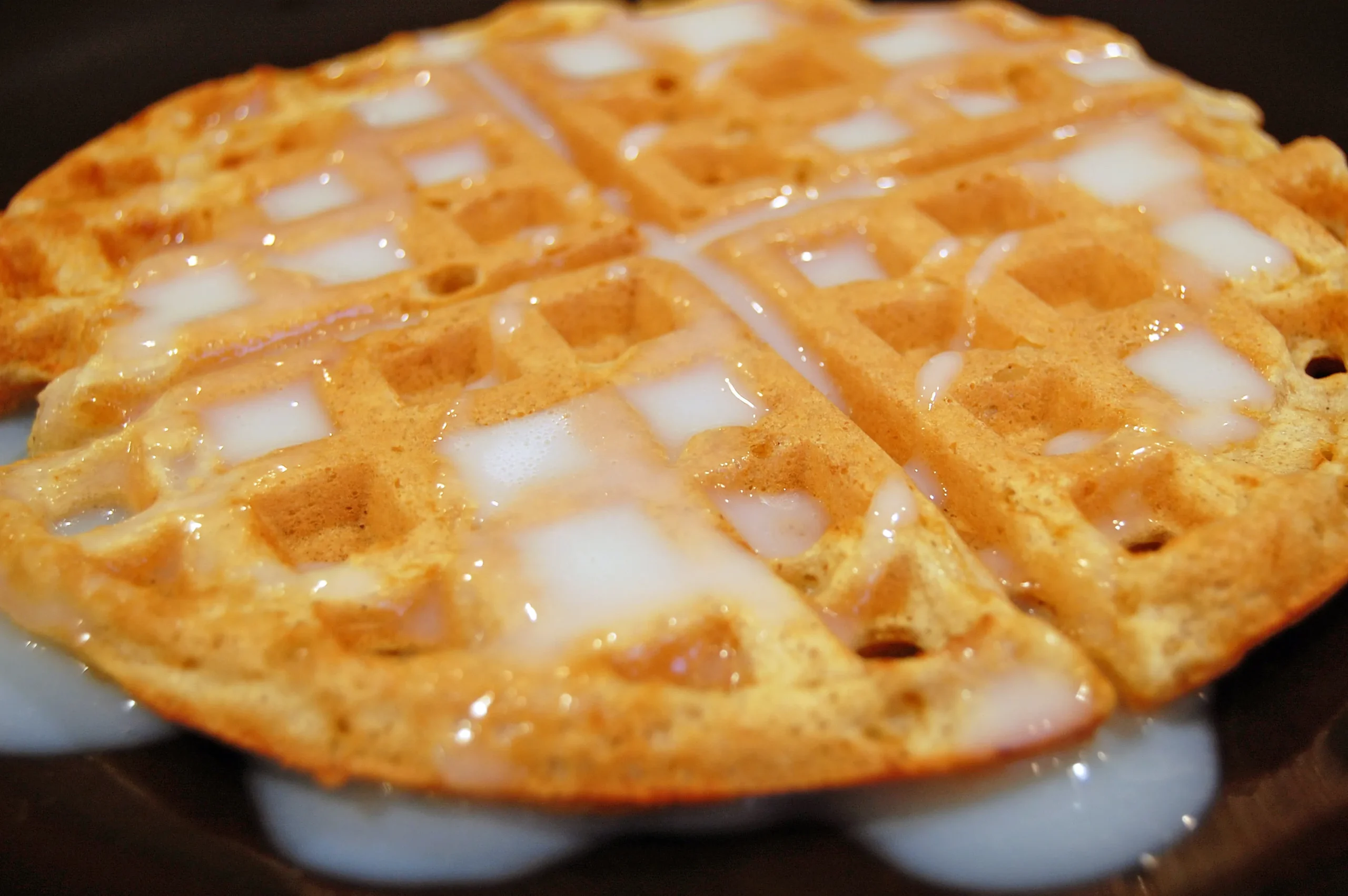 Gingerbread Waffles with Vanilla Cream Syrup