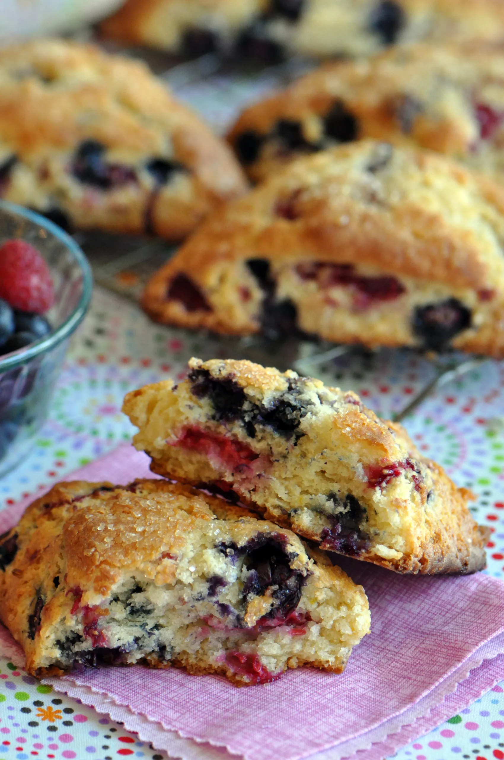 Glazed Raspberry Blueberry Scones