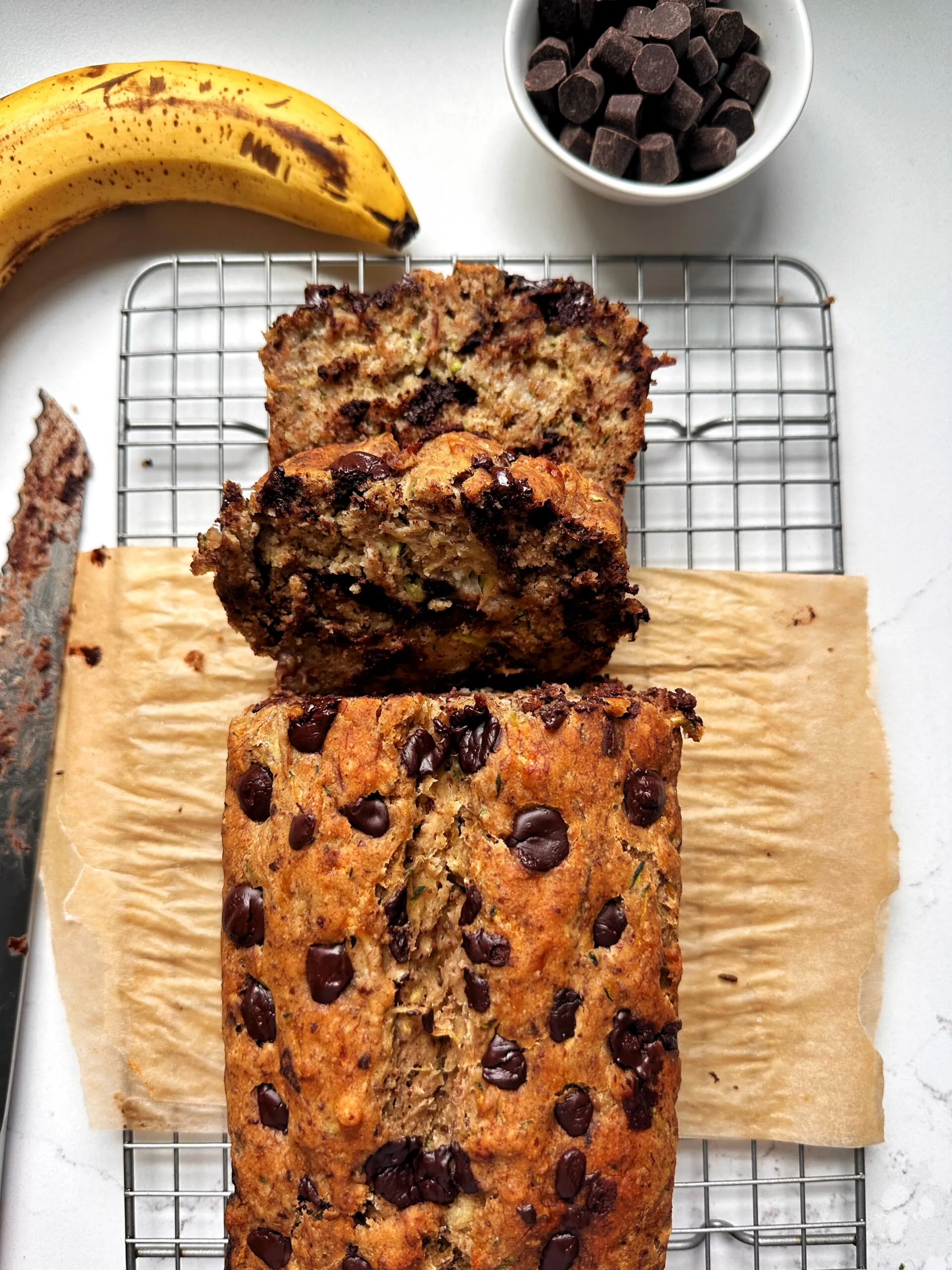 Gluten Free Chocolate Chip Zucchini Banana Bread