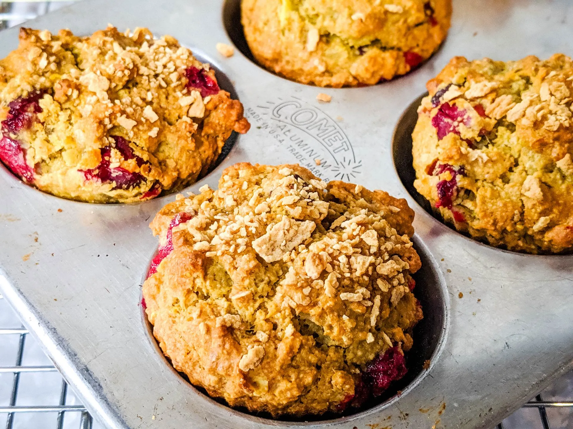 Gluten Free Whole Grain Oatmeal Cranberry Muffins
