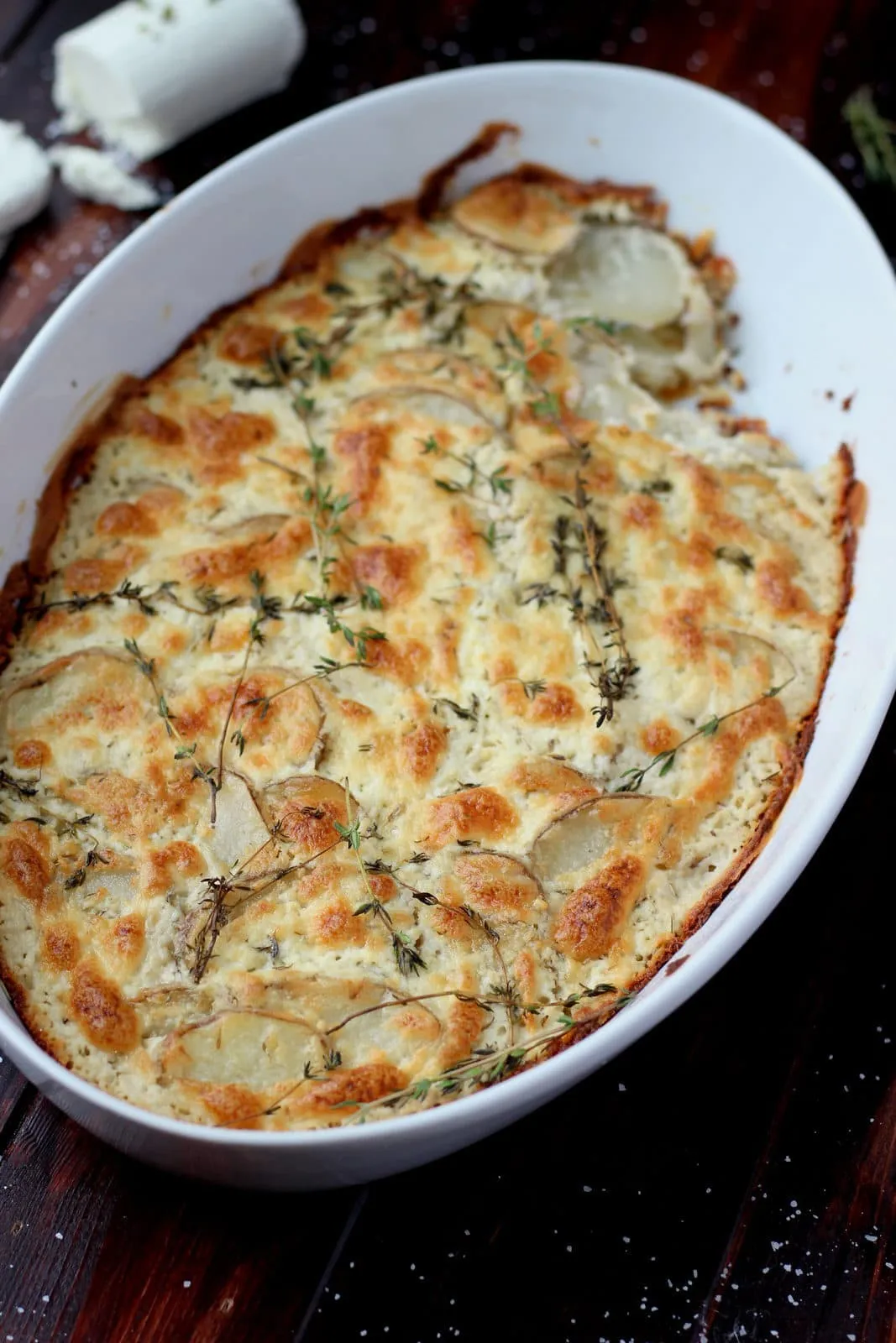 Goat Cheese Potatoes au Gratin with Browned Butter and Fresh Thyme