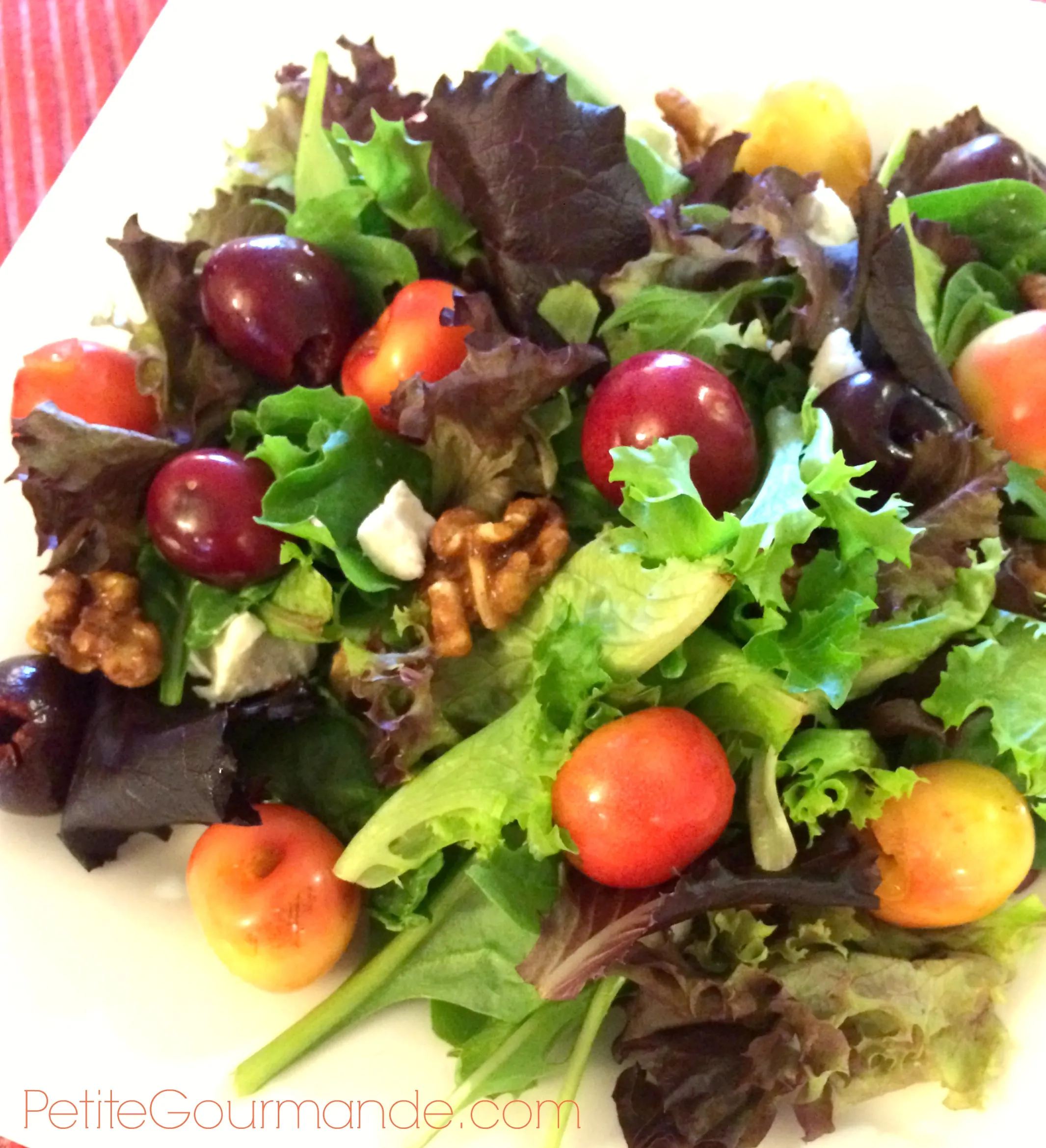 Goat Cheese Salad with Cherries Port Dressing