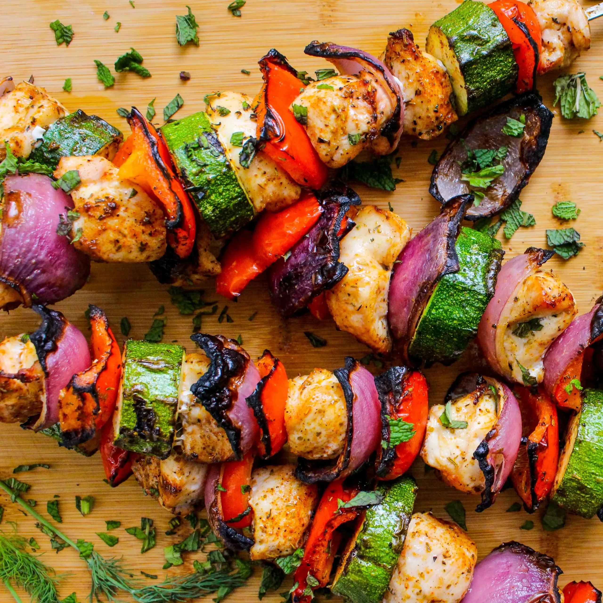 Greek Chicken Skewers with Kalamata Olive Tzatziki