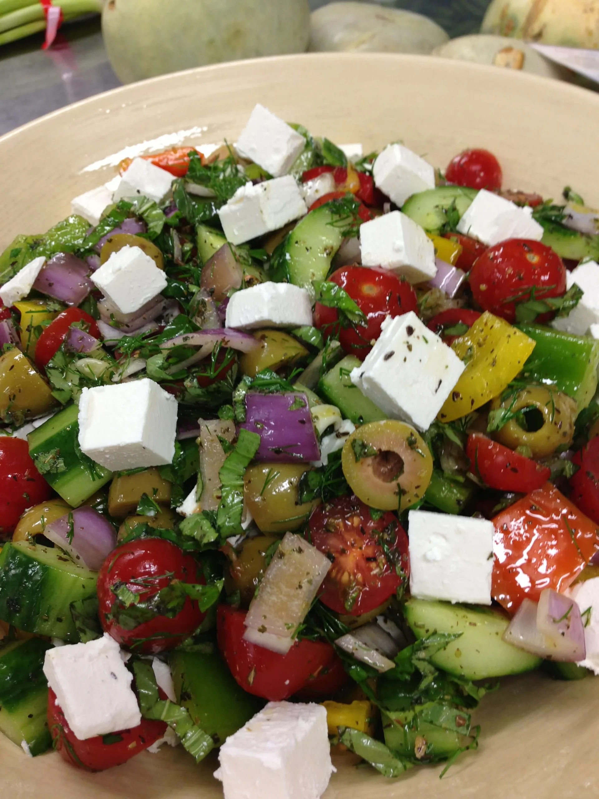 Greek Salad with Fried Feta Cheese