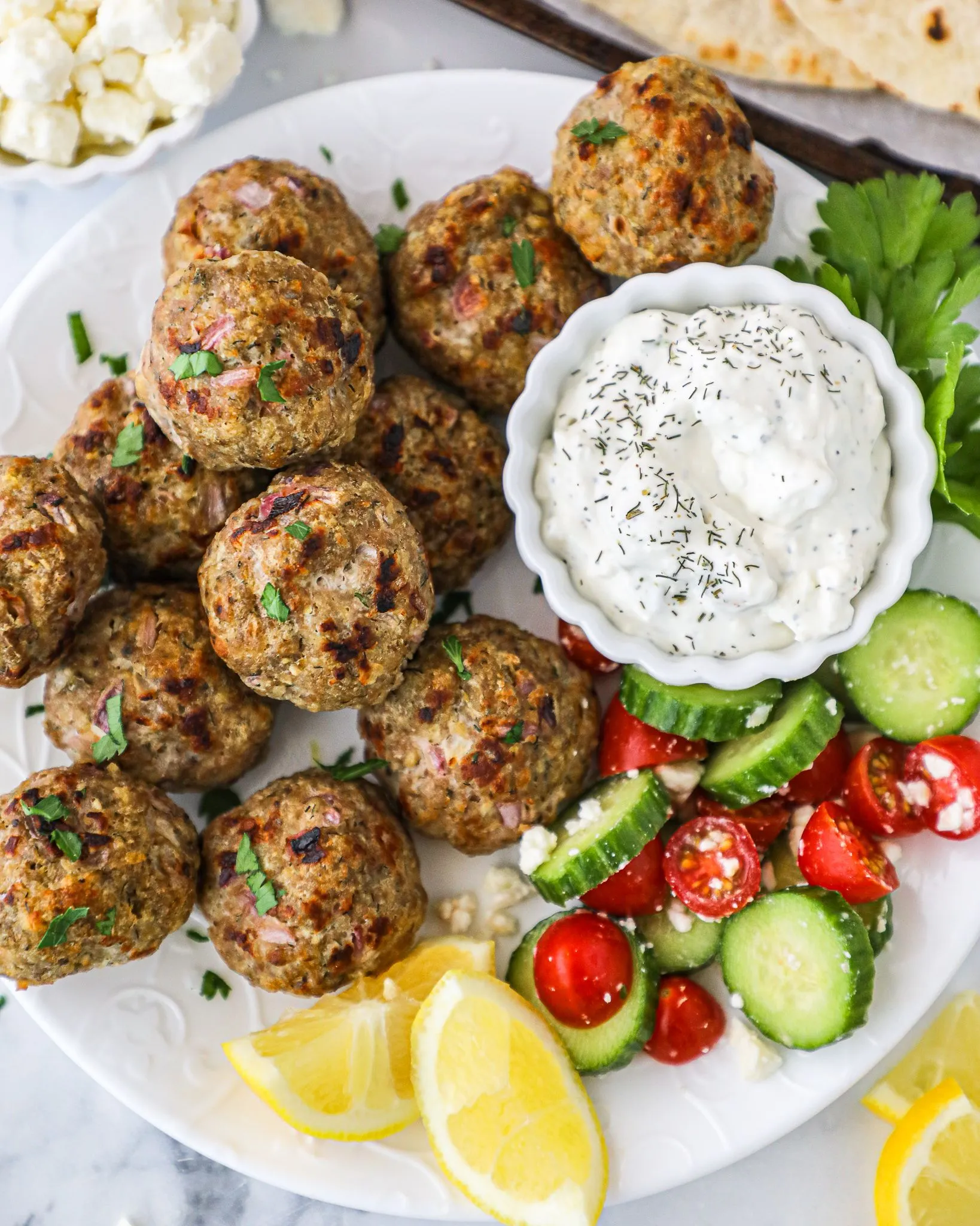 Greek Turkey Meatballs with Yogurt Mint Sauce