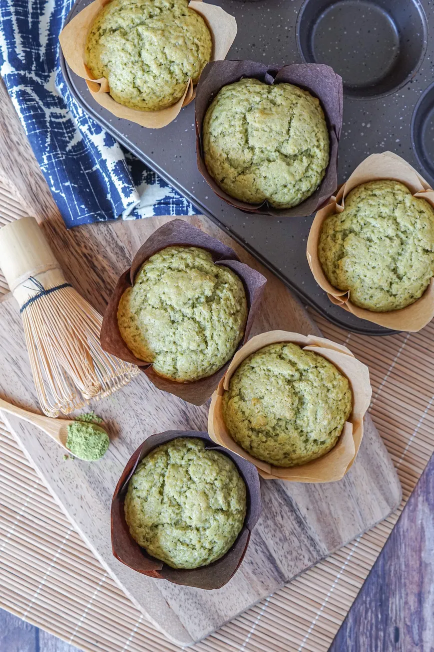 Green Tea Muffins with Blueberries and Pomegranates