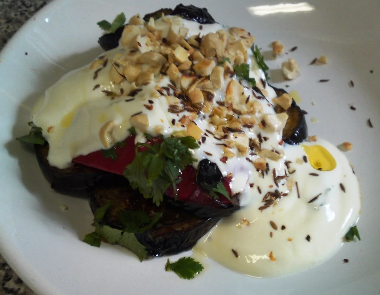 Grilled Aubergine and Peppers