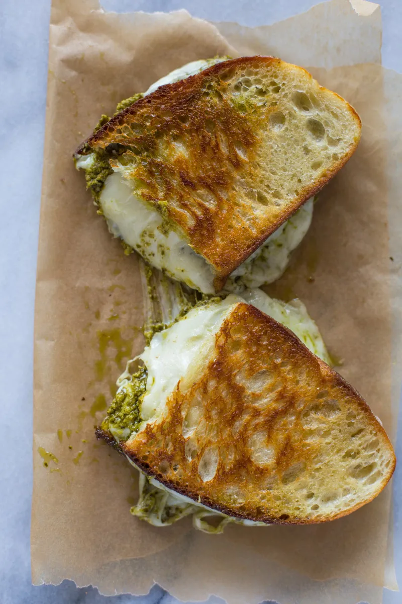 Grilled Cheese with Pesto and Black Bean Spread