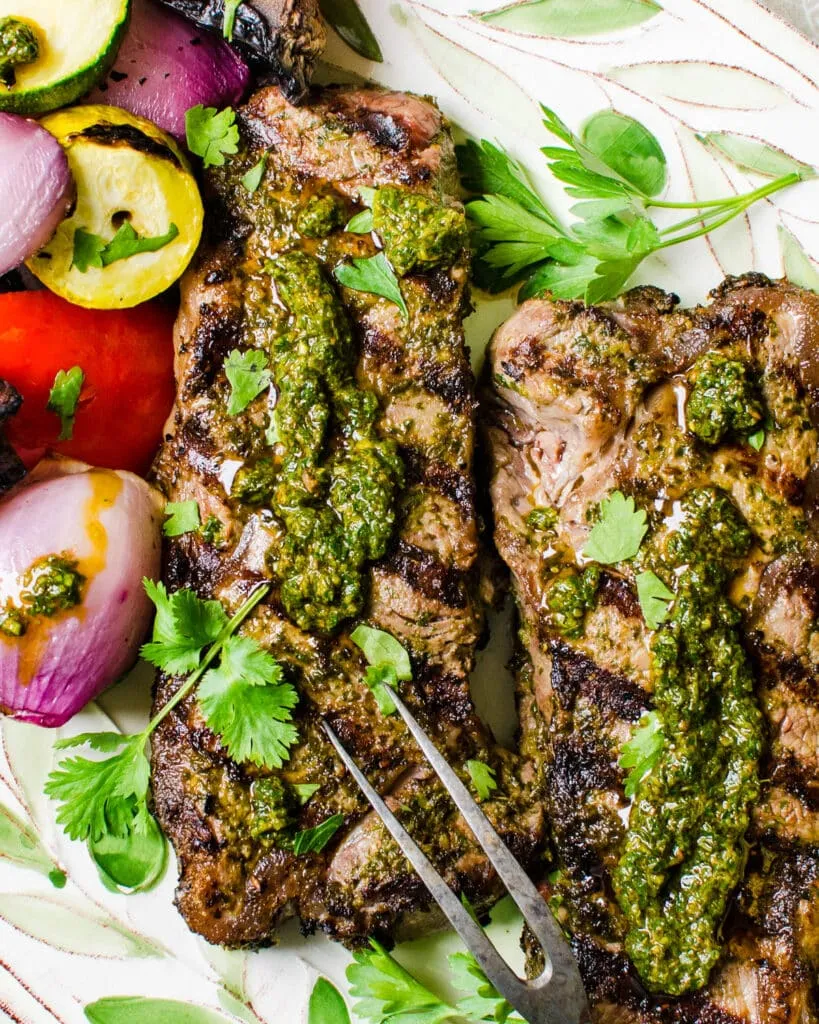 Grilled Chermoula Marinated Strip Steaks