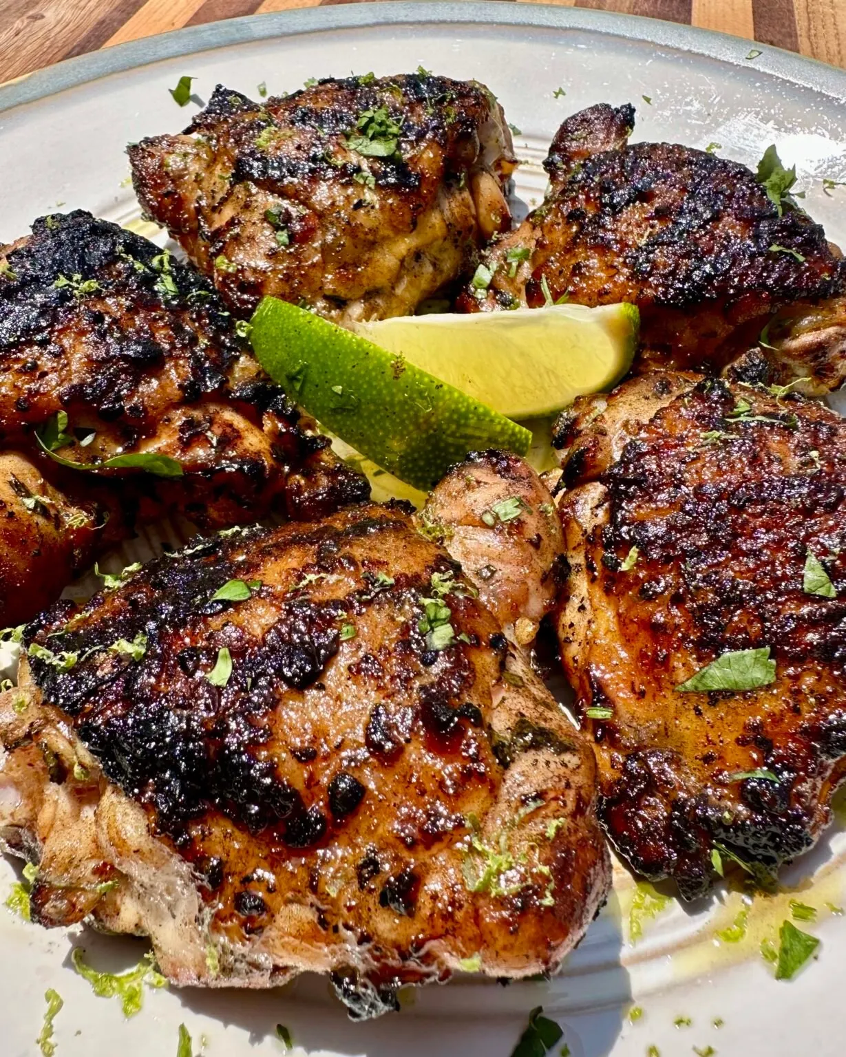 Grilled Chicken Thighs with Cilantro Mint Chutney