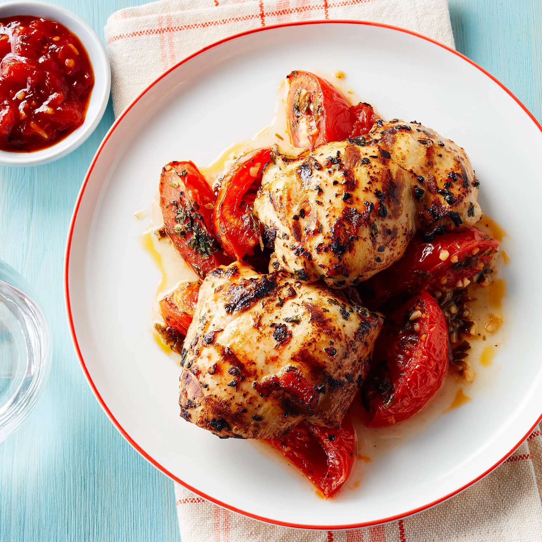 Grilled Chicken with Roasted Tomato and Oregano Salsa