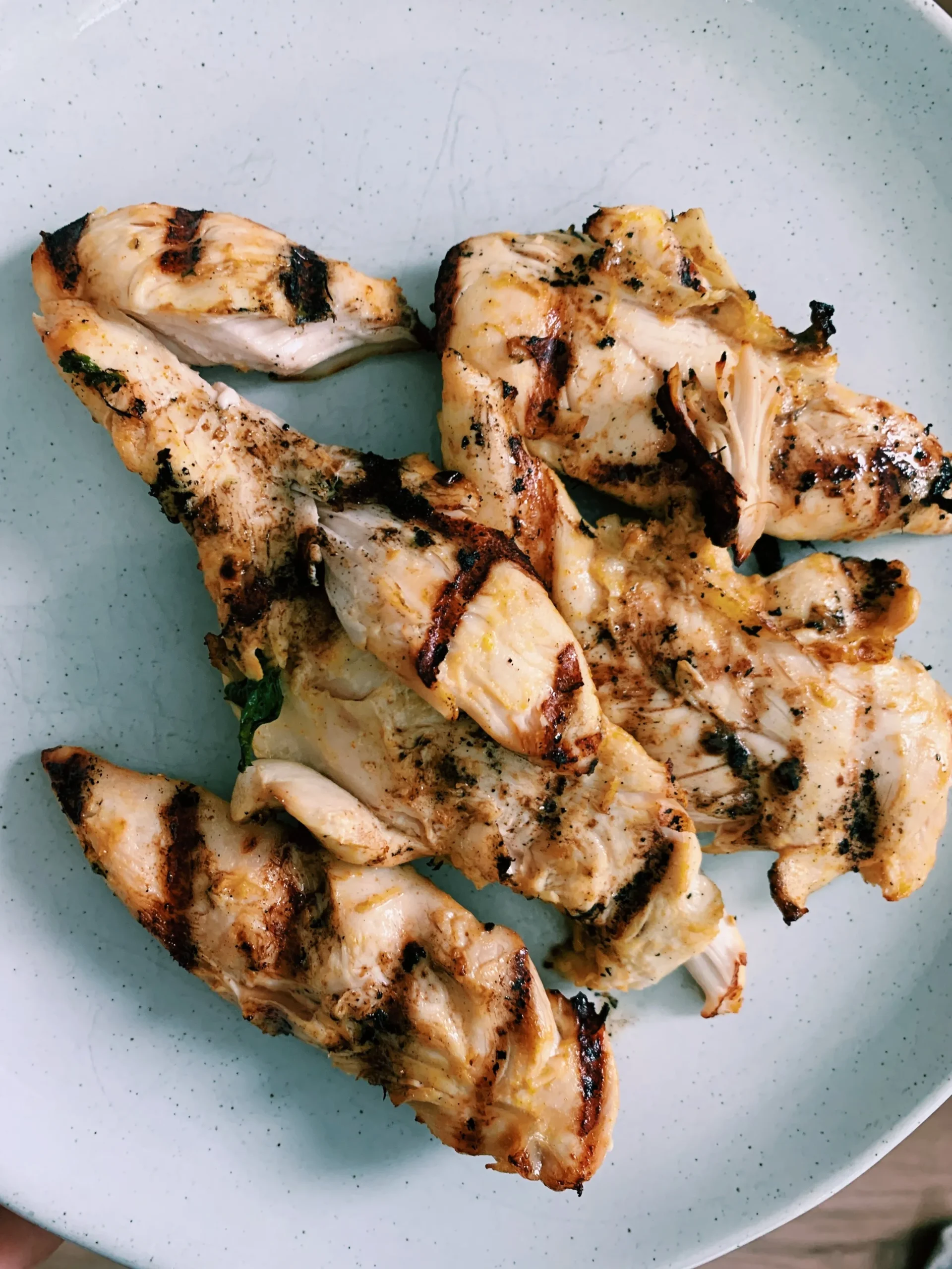 Grilled Coconut Chicken with Snap Pea Salad