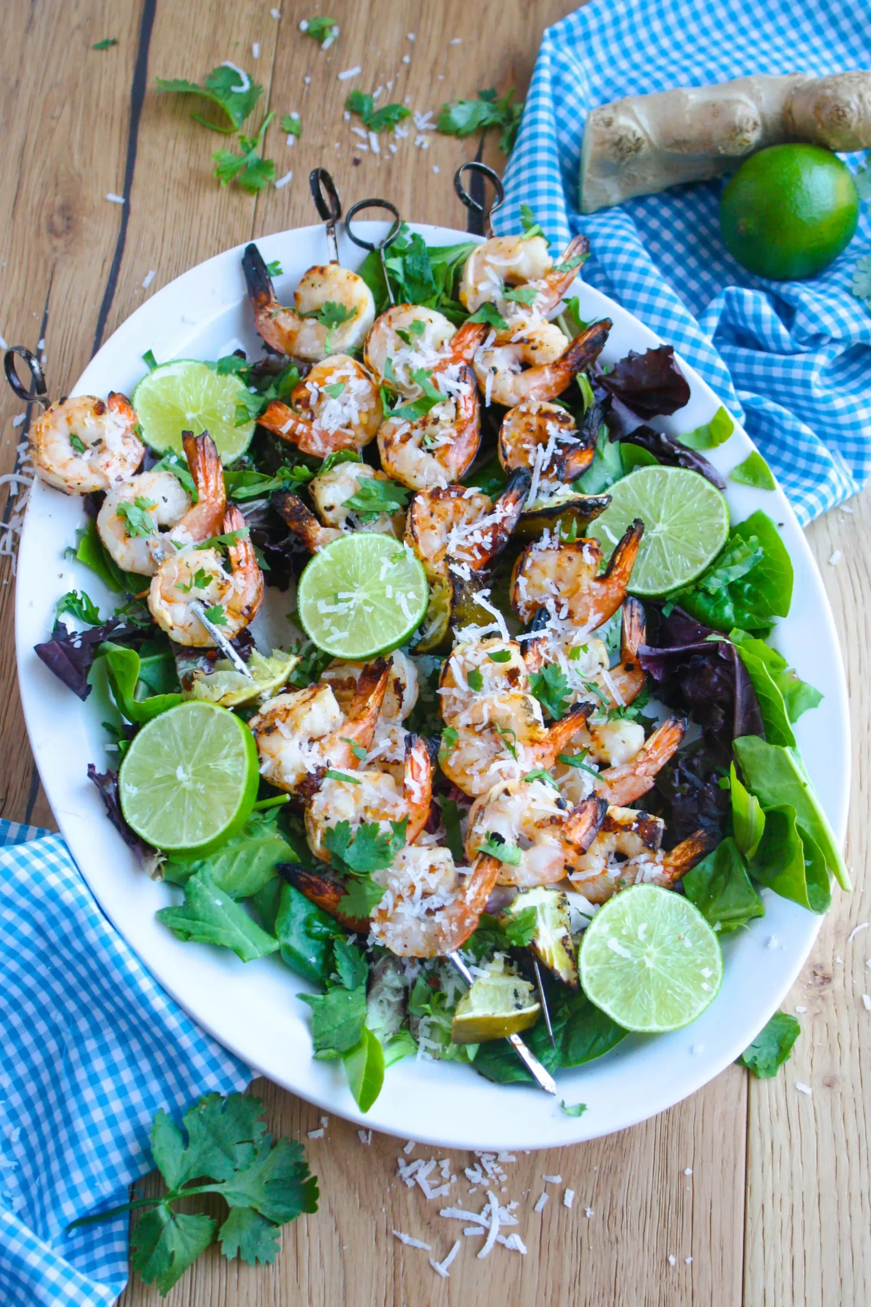 Grilled Coconut Lime Shrimp with Prosciutto and Mango