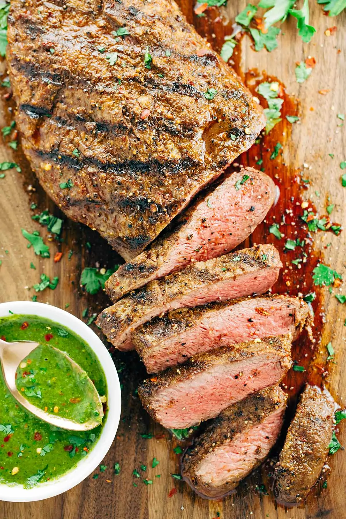 Grilled Flat Iron Steaks with Chimichurri