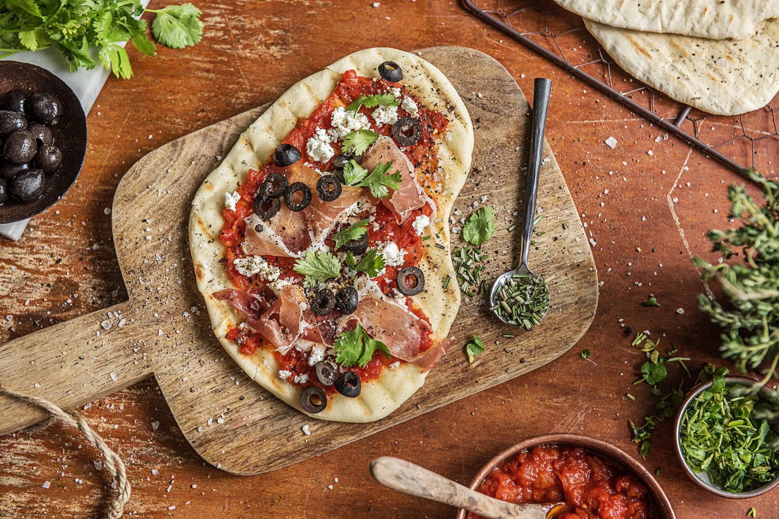 Grilled Flatbread Greek Pizza