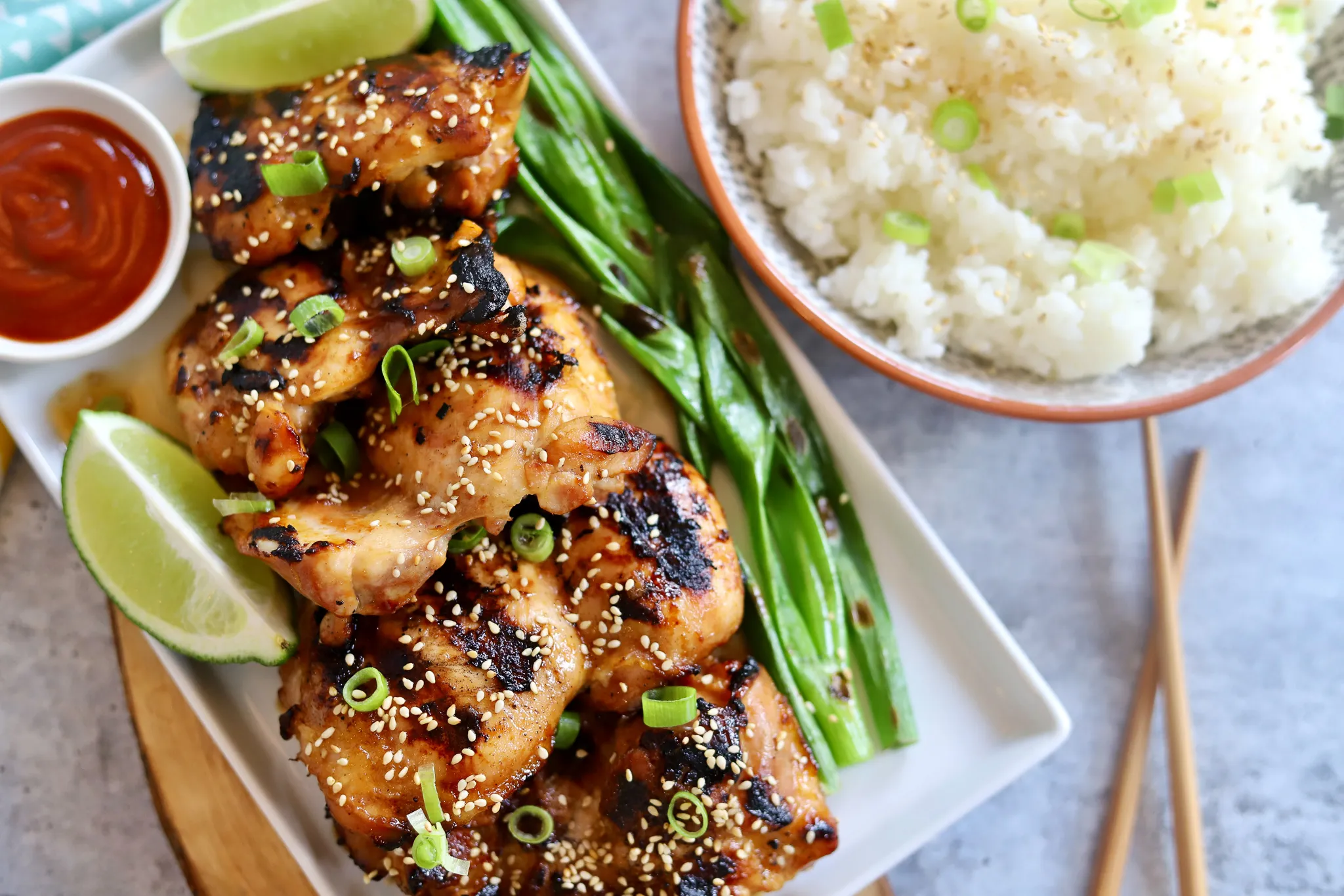 Grilled Ginger Chicken over Wilted Greens