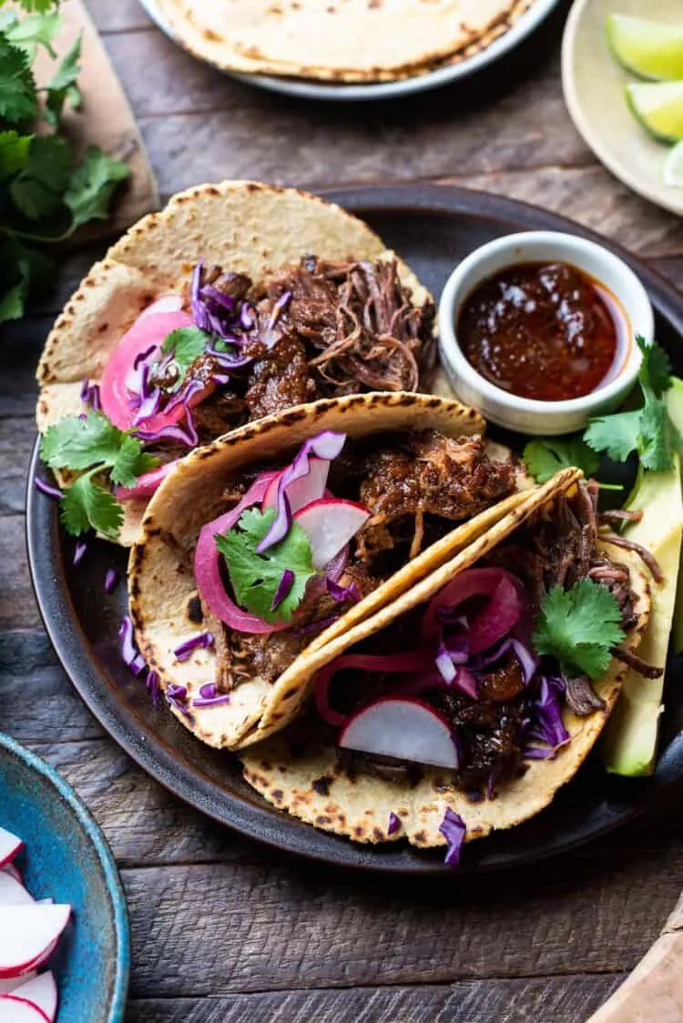 Grilled Mexican Short Rib Tacos with Poblanos, Onions, Pineapple, and Tomatillo Salsa