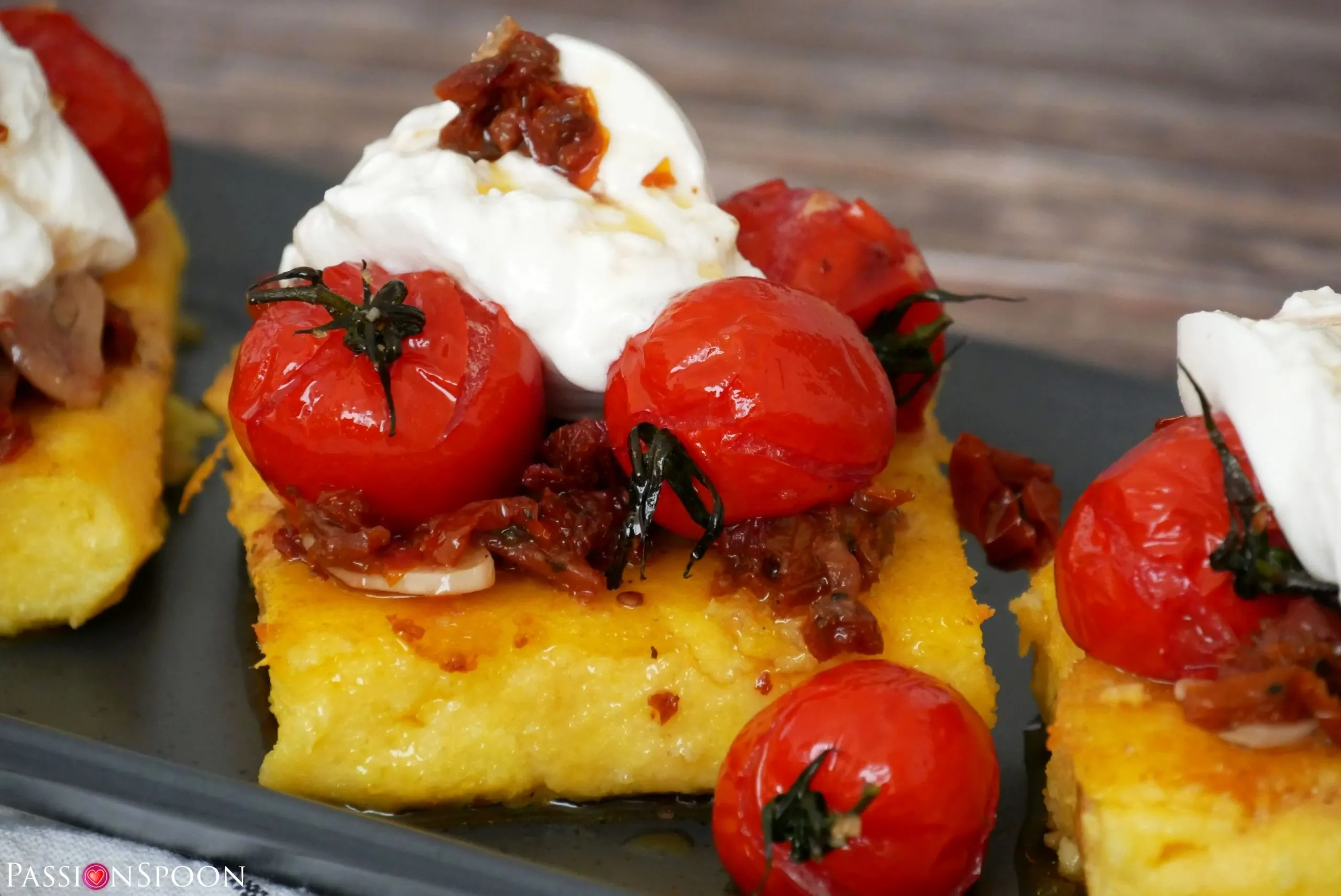 Grilled Polenta with Roasted Roma Tomato Coulis