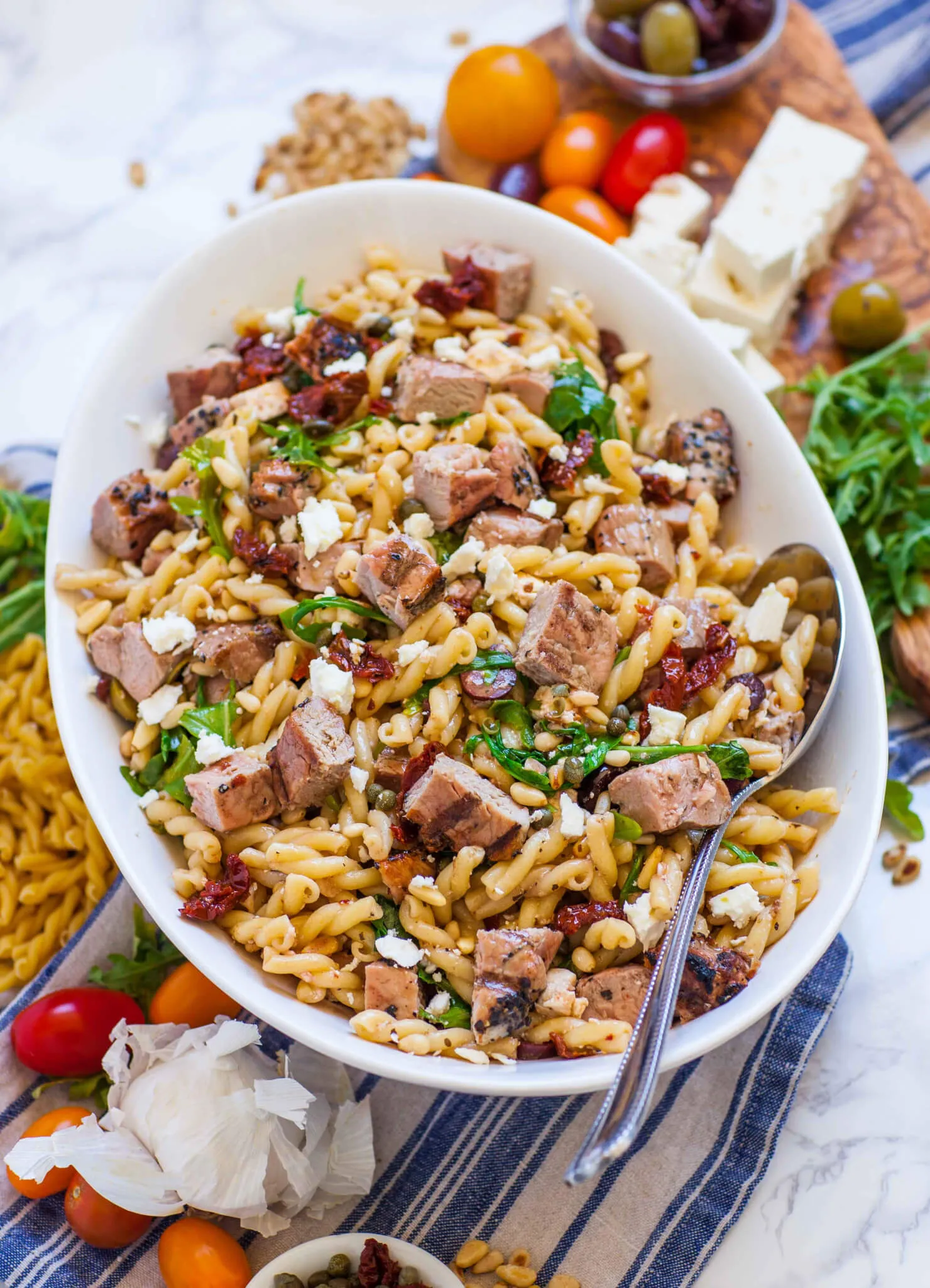 Grilled Pork with Pasta Salad