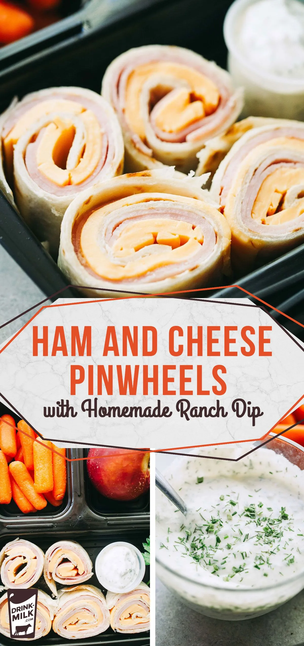 Ham Cheese Pinwheels Meal Prep with Homemade Ranch Dip