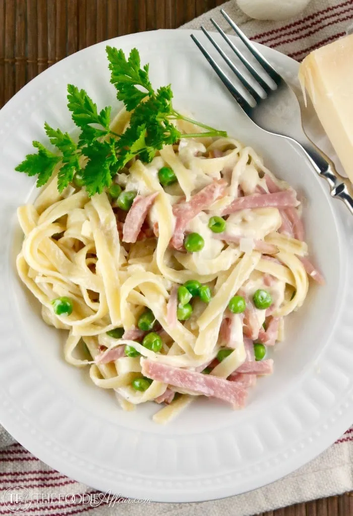 Ham and Peas Pasta Alfredo