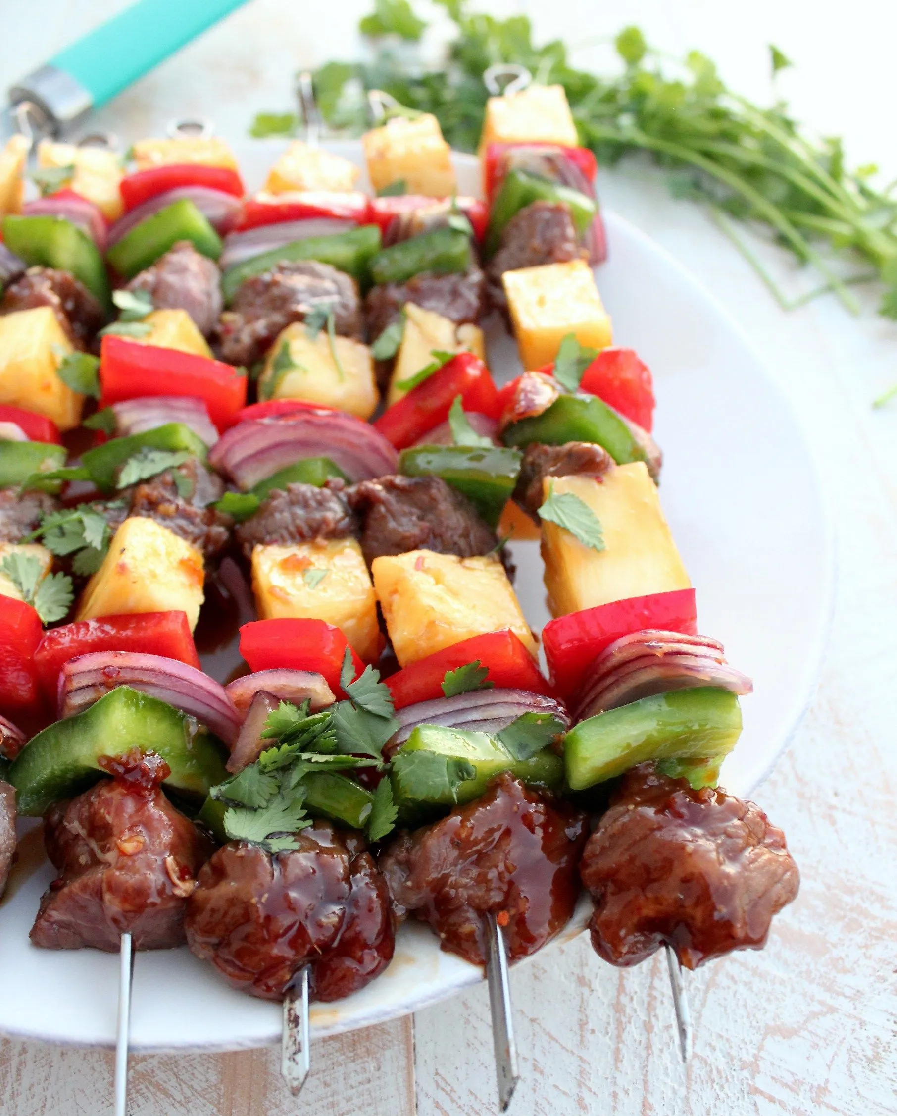 Hawaiian Teriyaki Shish Kabobs Two Ways with Field Roast or Beef and Chicken Sausage