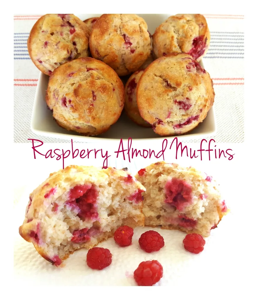 Healthier Raspberry Almond Muffins