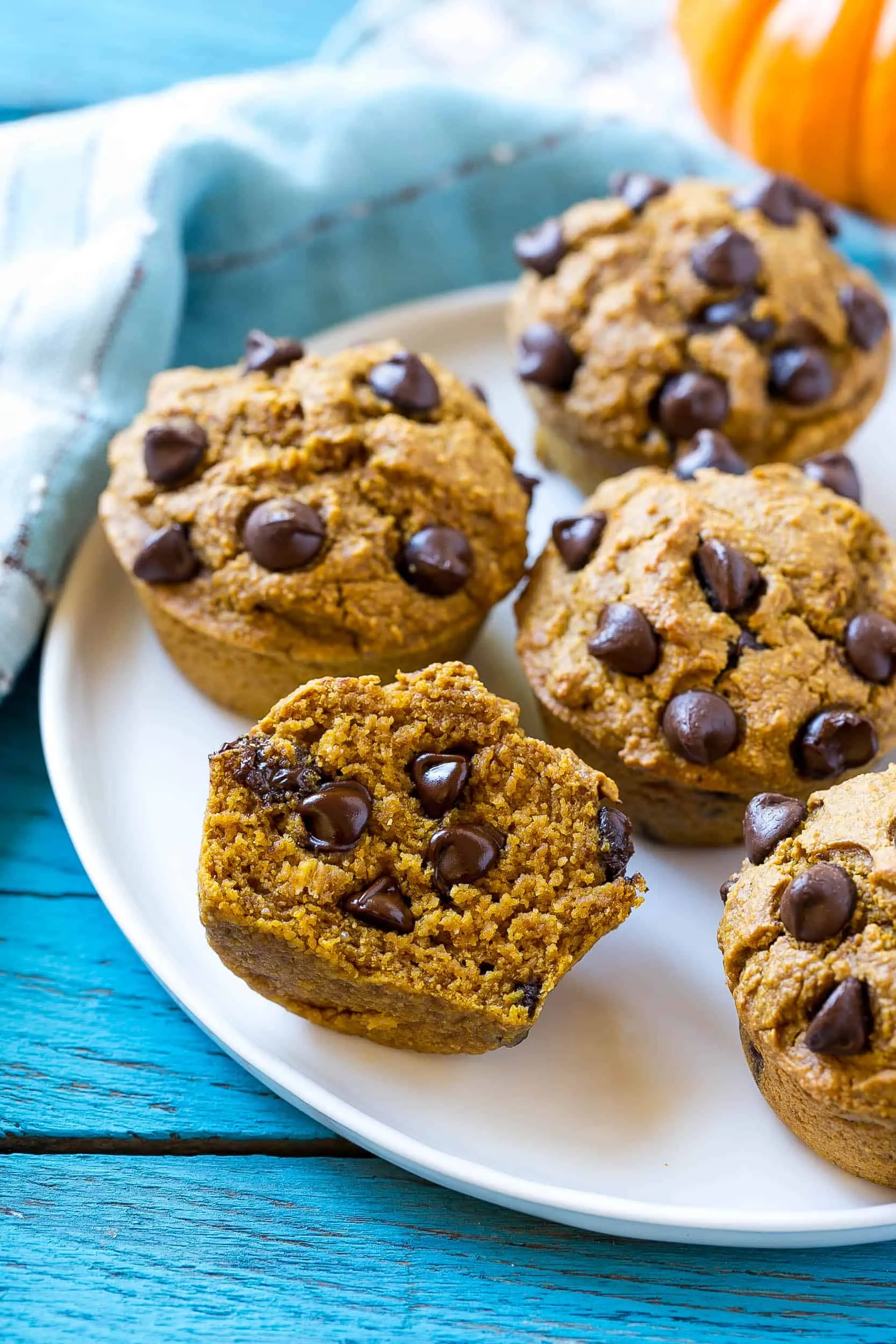Healthy Chocolate Chip Pumpkin Muffins