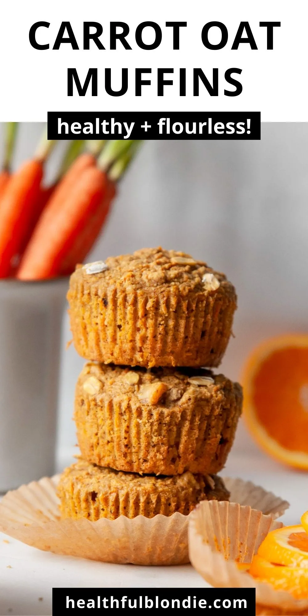 Healthy Orange Carrot Oatmeal Muffins