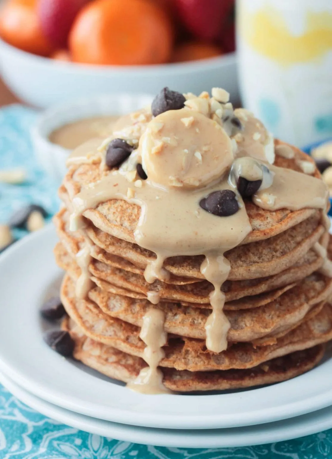 Healthy Peanut Butter Coconut Swirl Pancakes