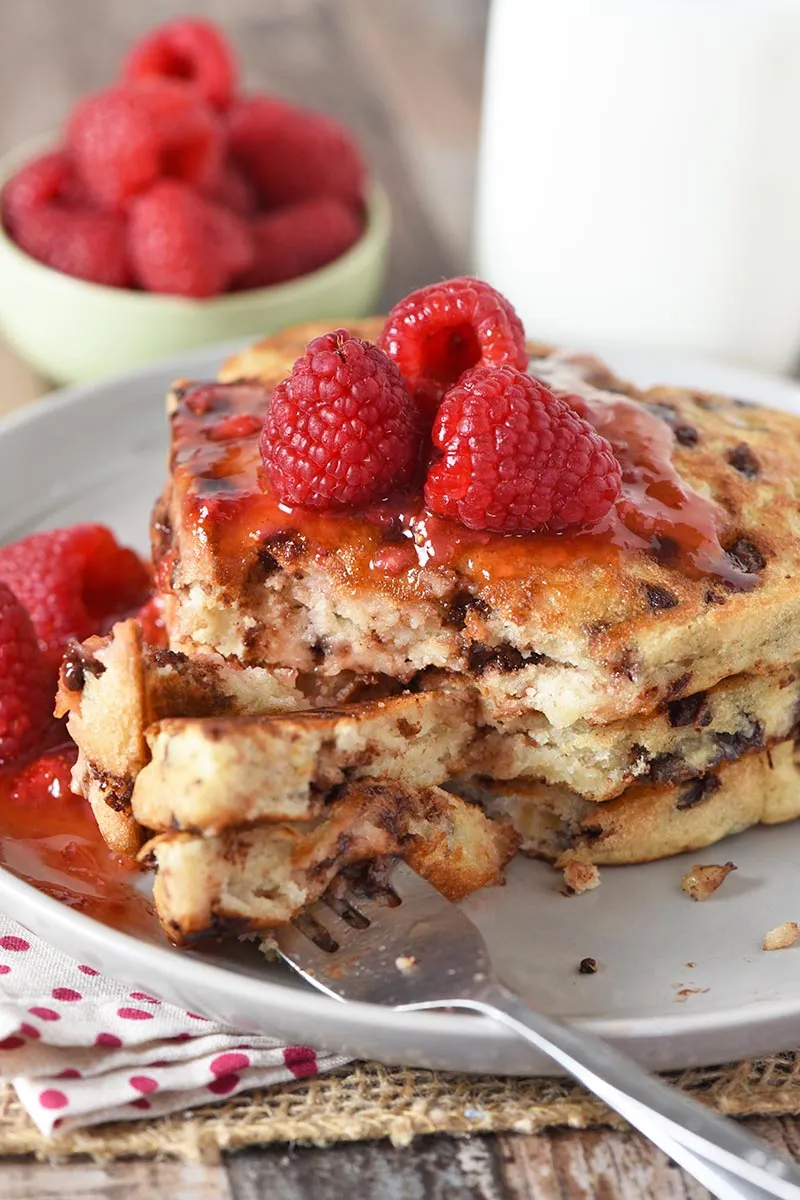 Heart Shaped Chocolate Chip Pancakes