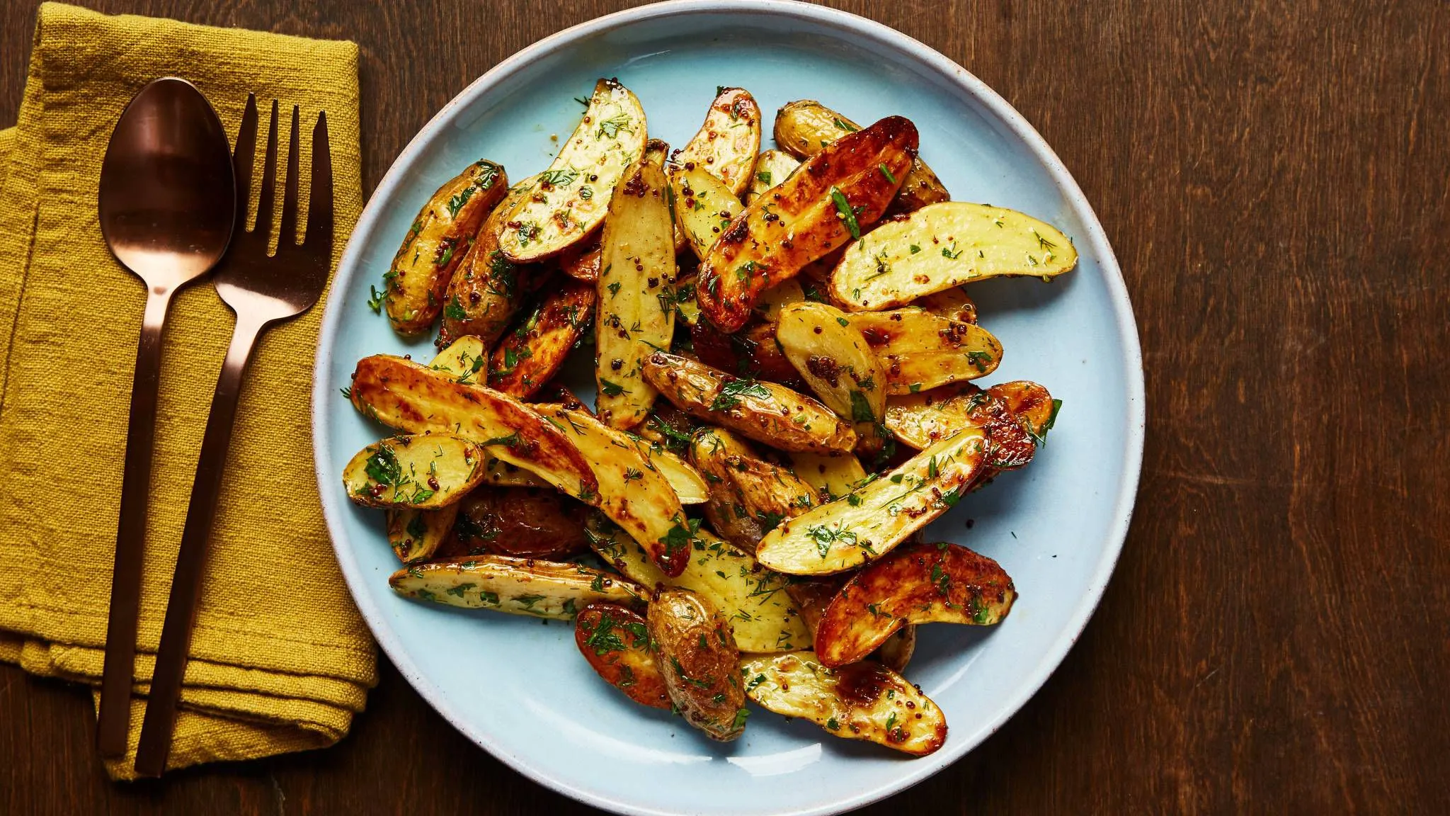 Herb Roasted Fingerling Potatoes with Whole Grain Mustard