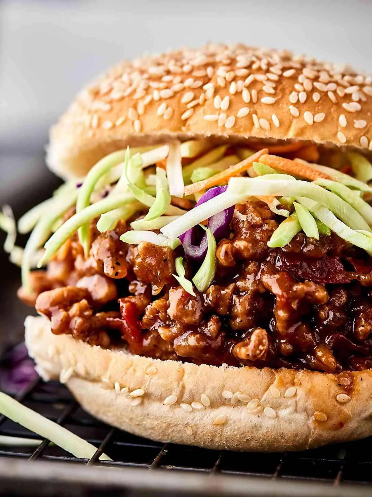 Hoisin Peanut Sloppy Joes with Asian Slaw