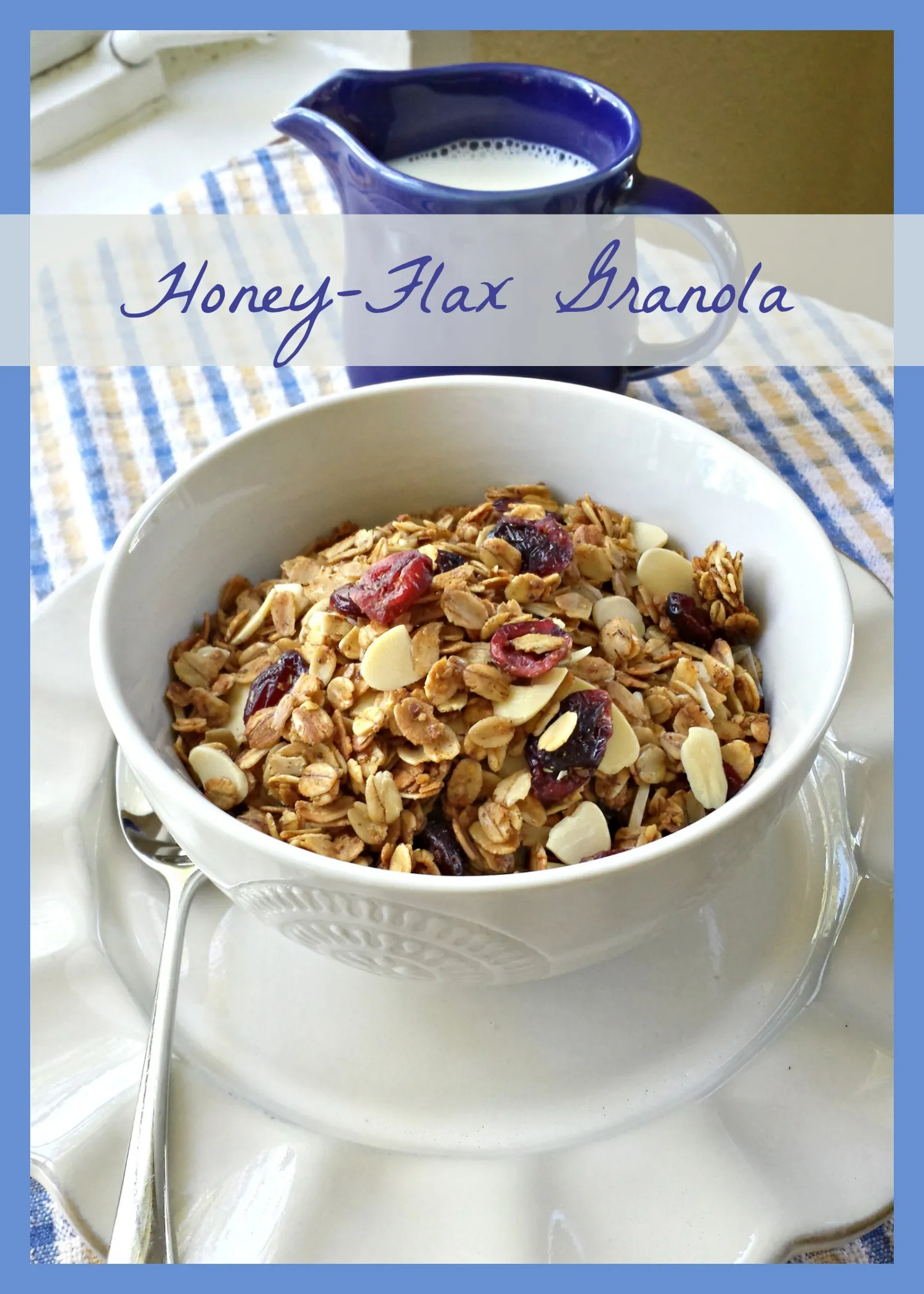 Homemade Flax Granola with Milk and Honey