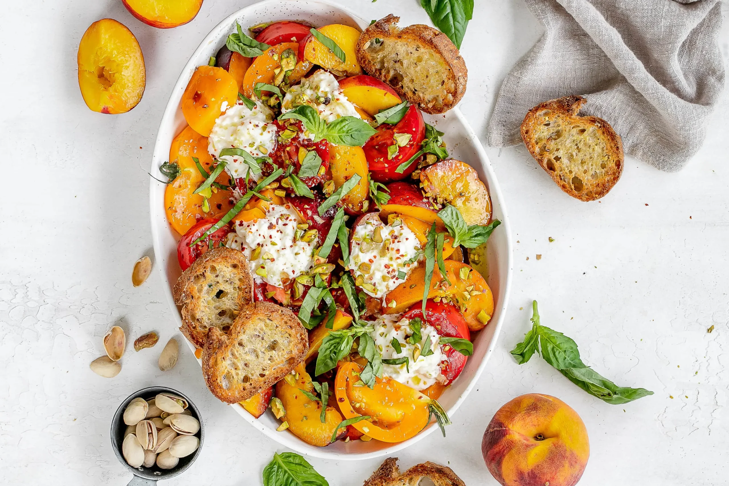 Honey Harissa Grilled Peach and Burrata Salad