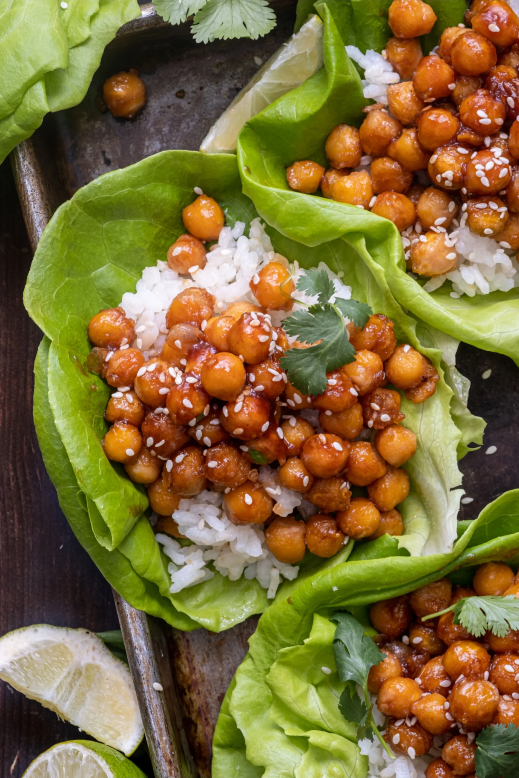 Honey Sesame Chickpea Lettuce Wraps