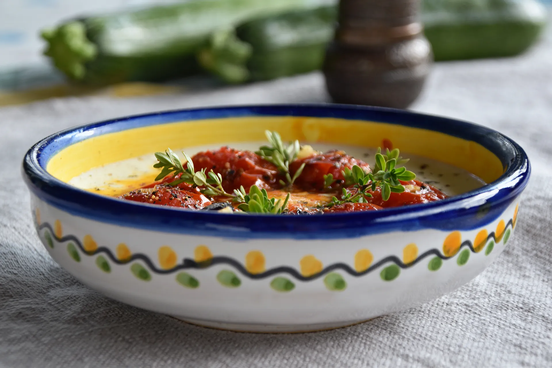Hot Charred Cherry Tomatoes with Cold Yoghurt
