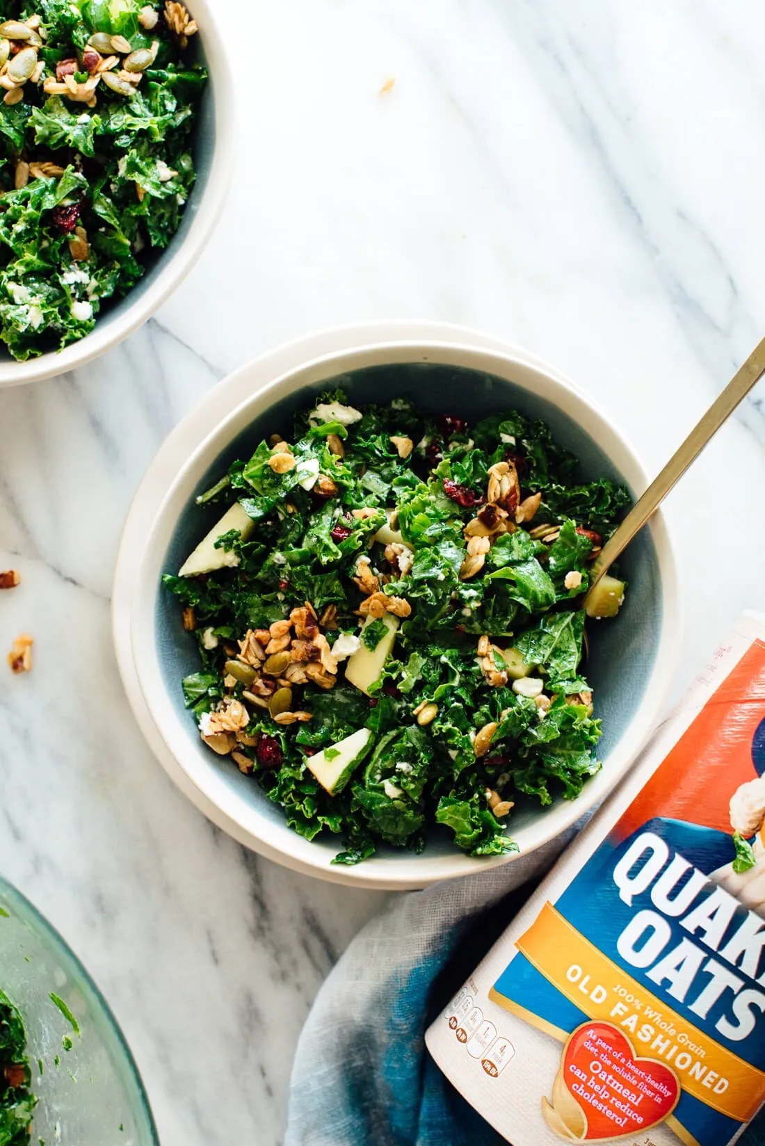 Kale Apple Salad with Granola Croutons