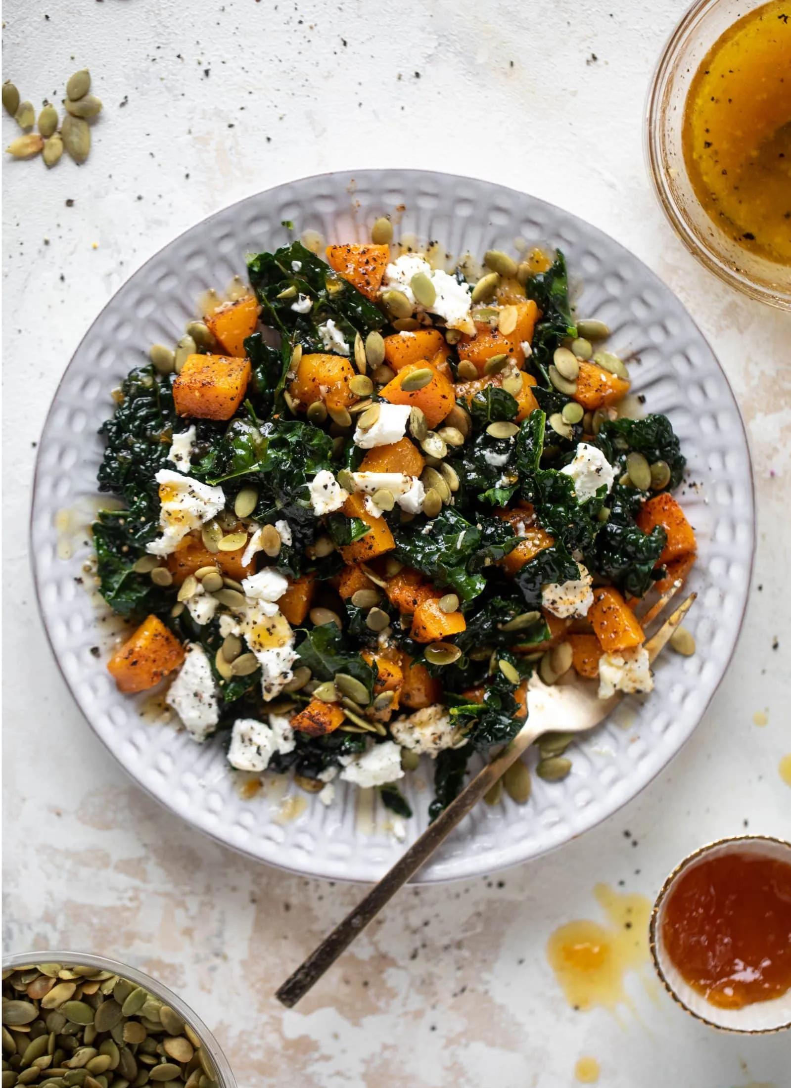 Kale Halloumi Salad with Butternut Squash