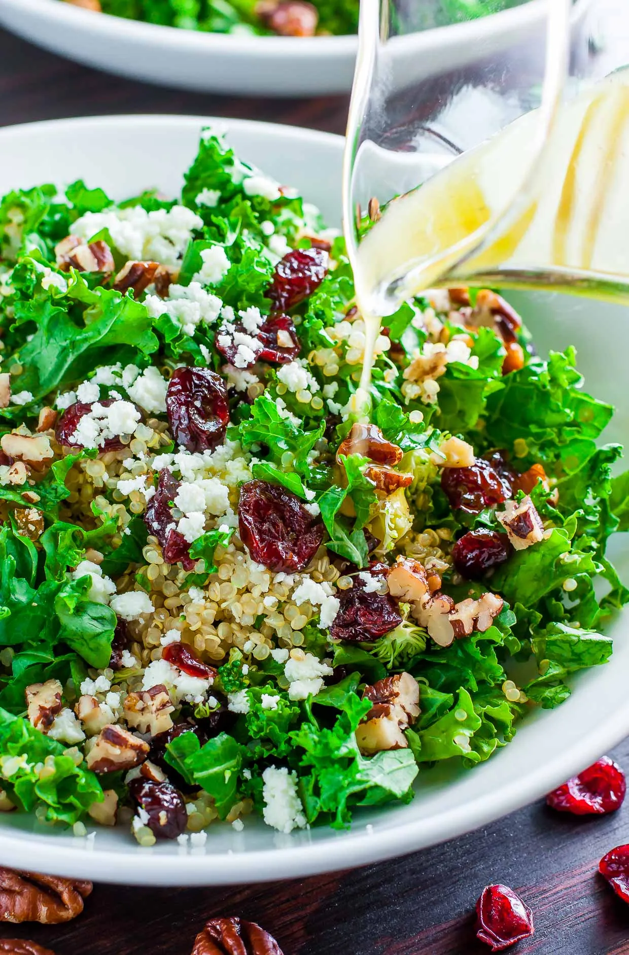 Kale Quinoa Salad with Walnuts and Cranberries