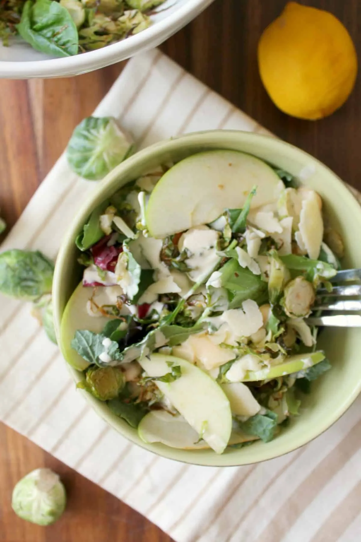 Kale Salad with Brussels Sprouts and Toasted Almonds