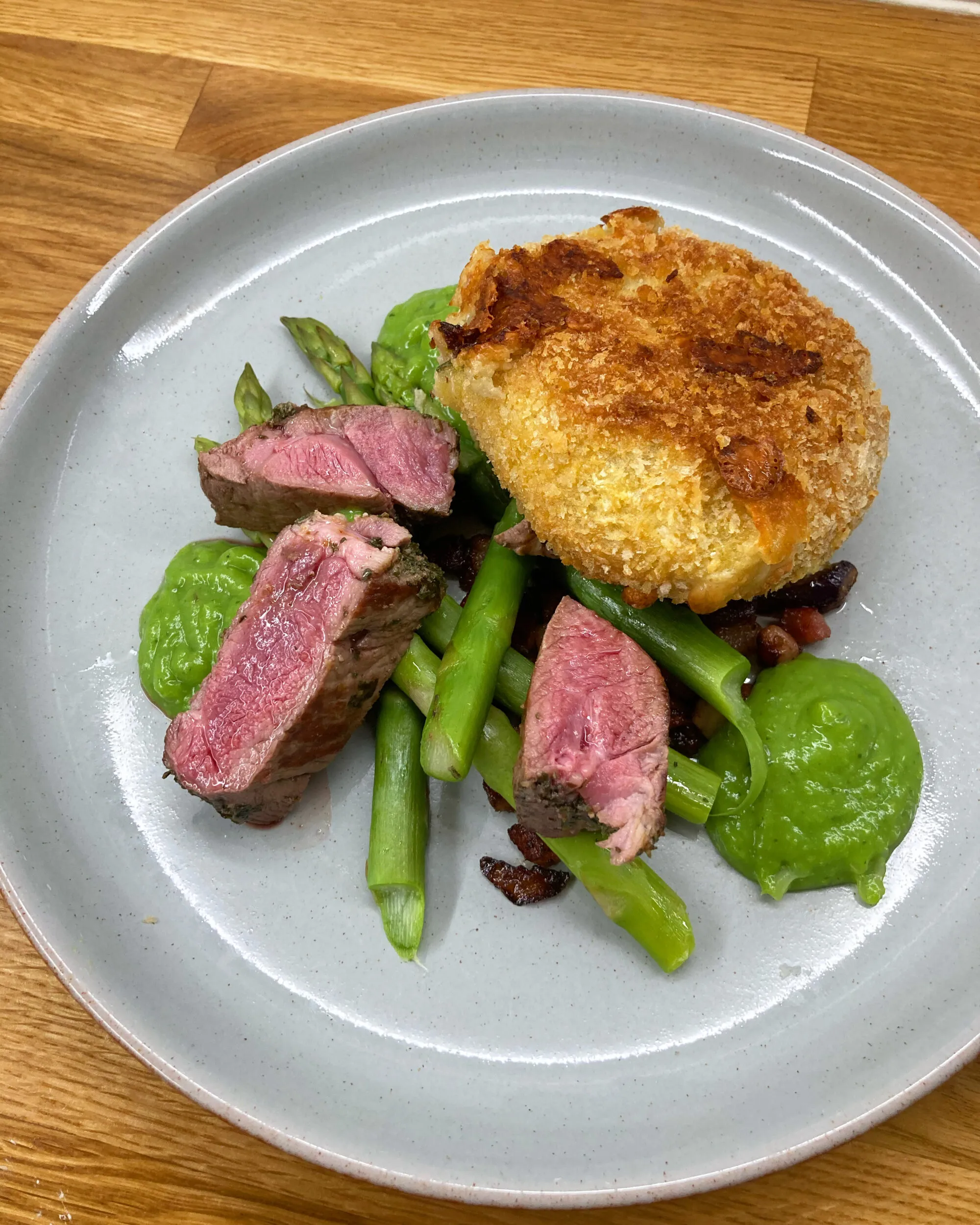 Lamb Steak with Parmesan Pea Puree
