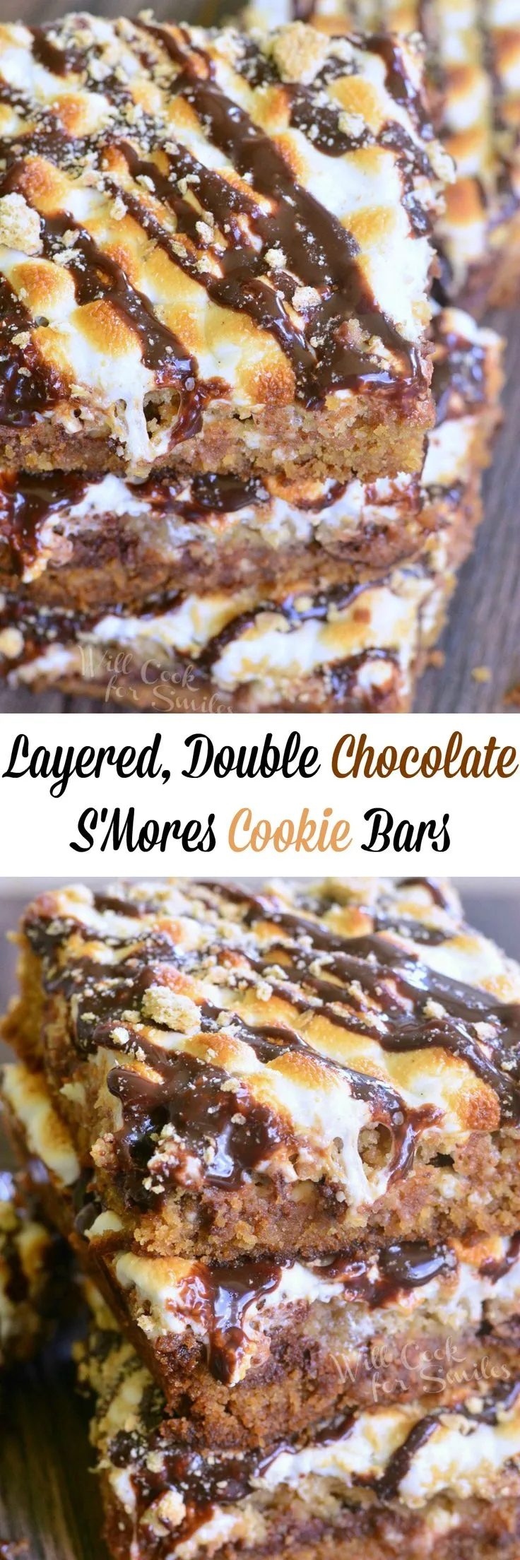 Layered Double Chocolate S'mores Crumble Cookie Bars