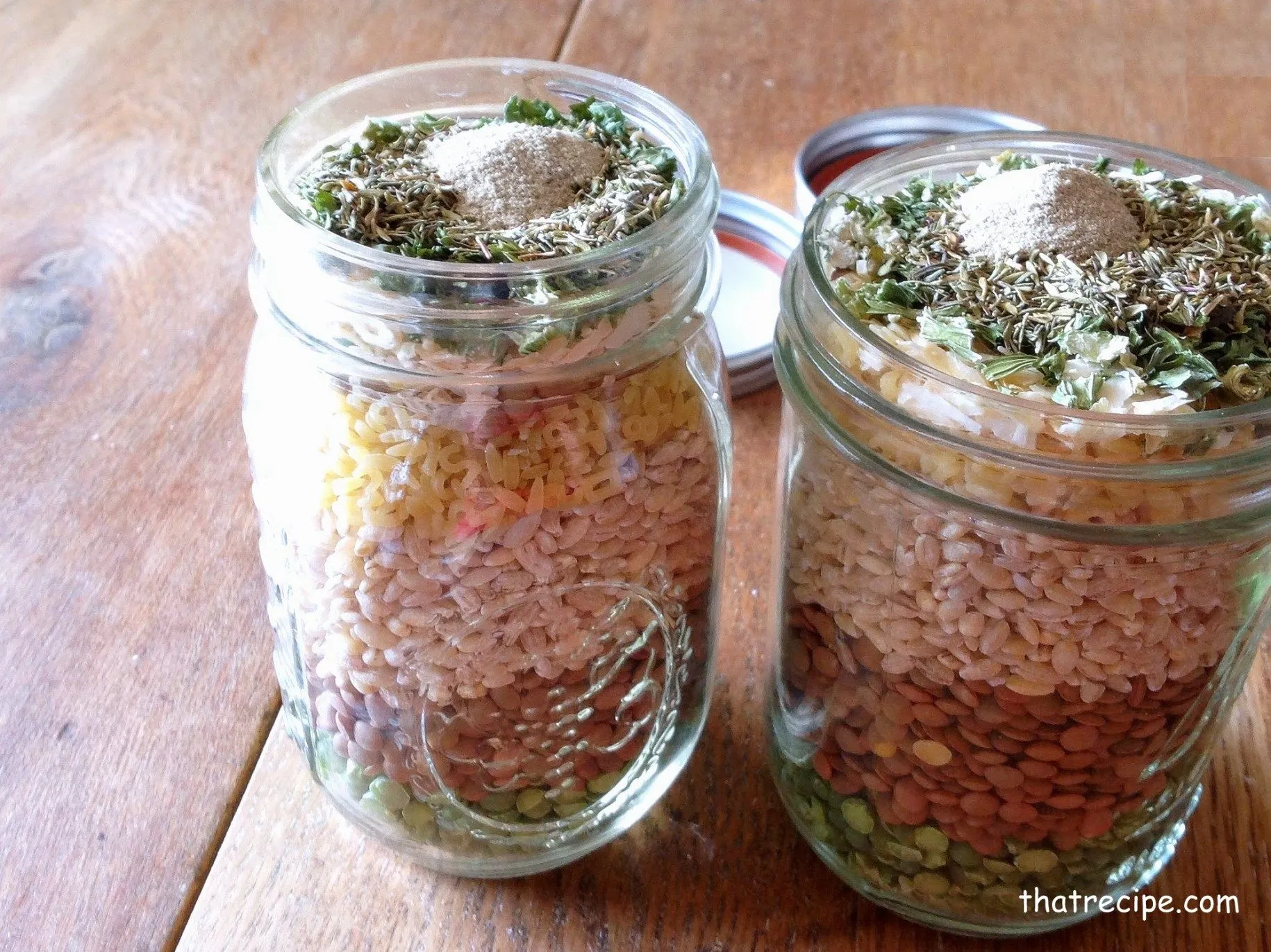 Layered Lentil Soup Mix in a Pint Jar