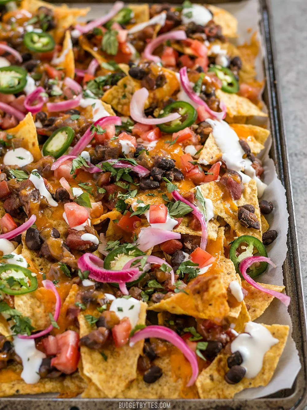 Layered Spicy Black Bean Nachos