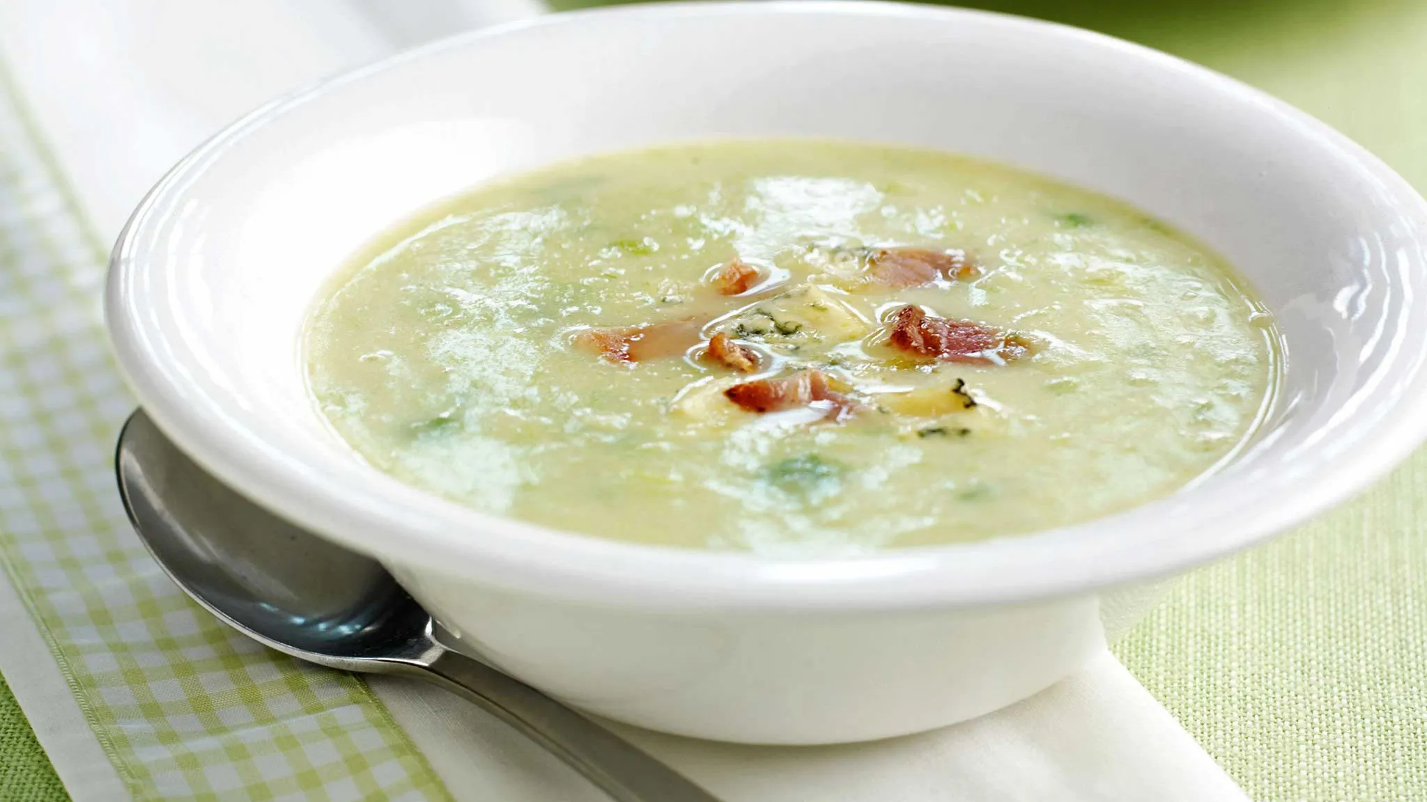 Leek and Potato Soup with Stilton, Port, and Sage