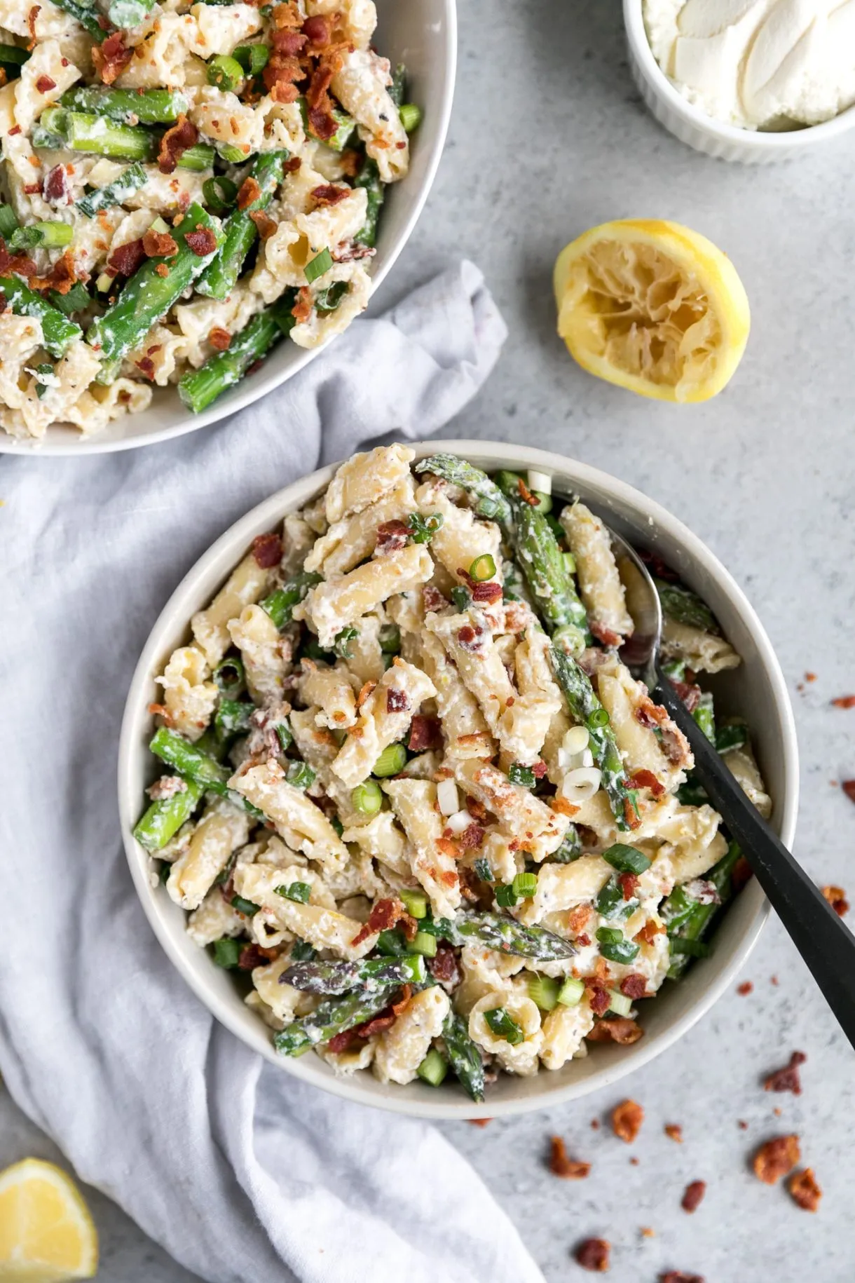 Lemon Basil and Asparagus Ricotta Pasta